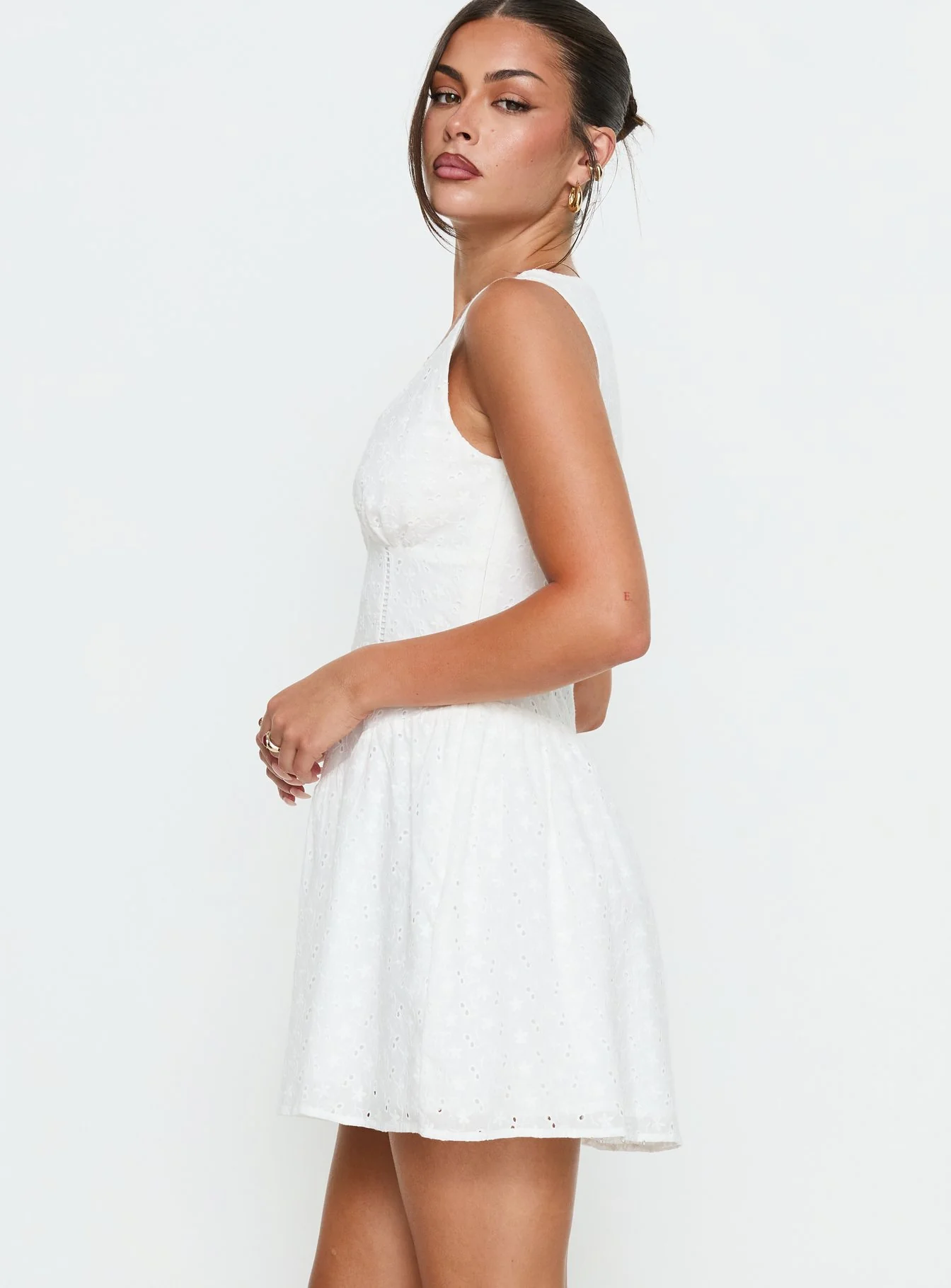 Thinking Bout You Lace Trim Sleeveless Mini Dress White - Image 4