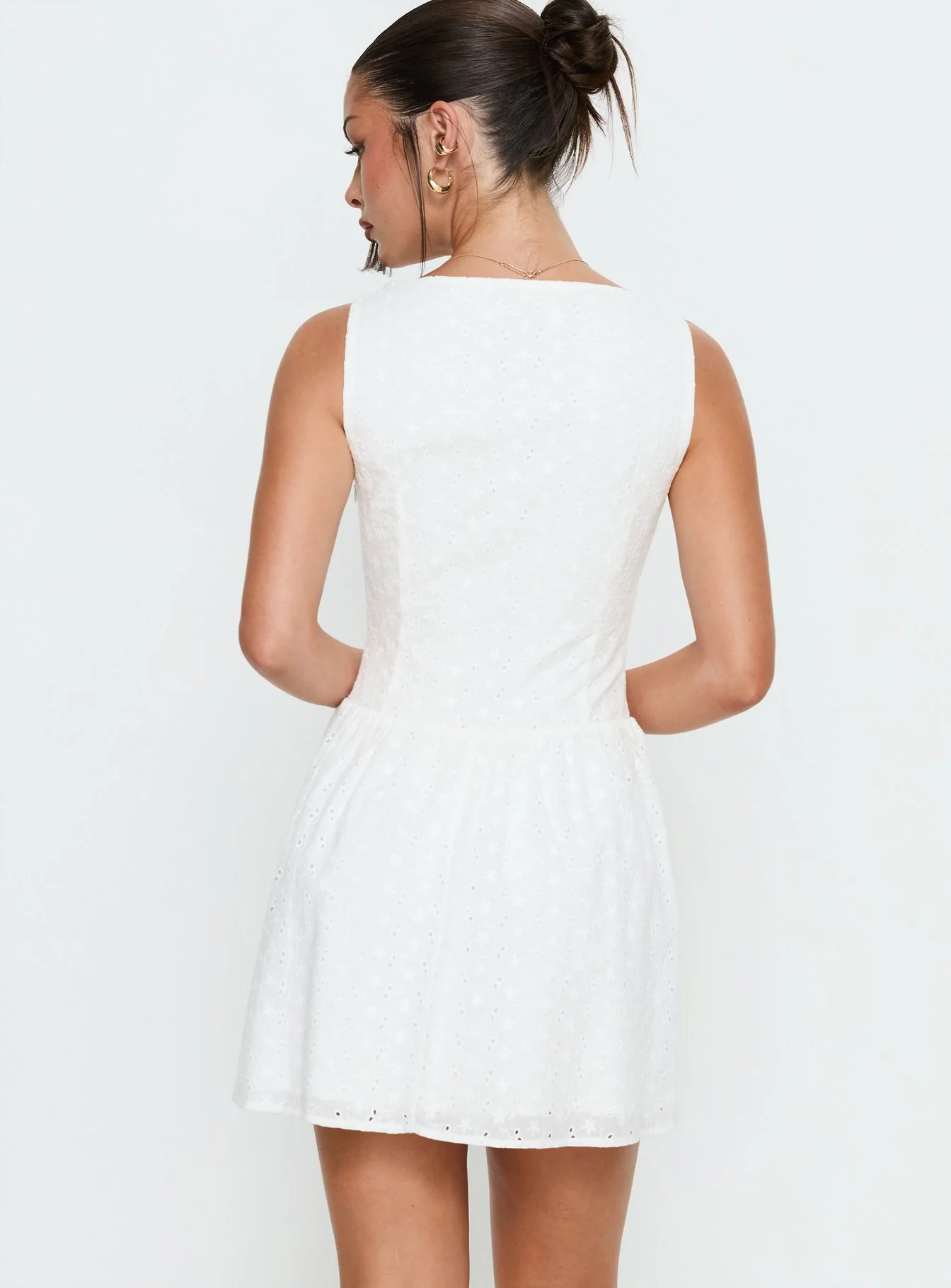 Thinking Bout You Lace Trim Sleeveless Mini Dress White - Image 5