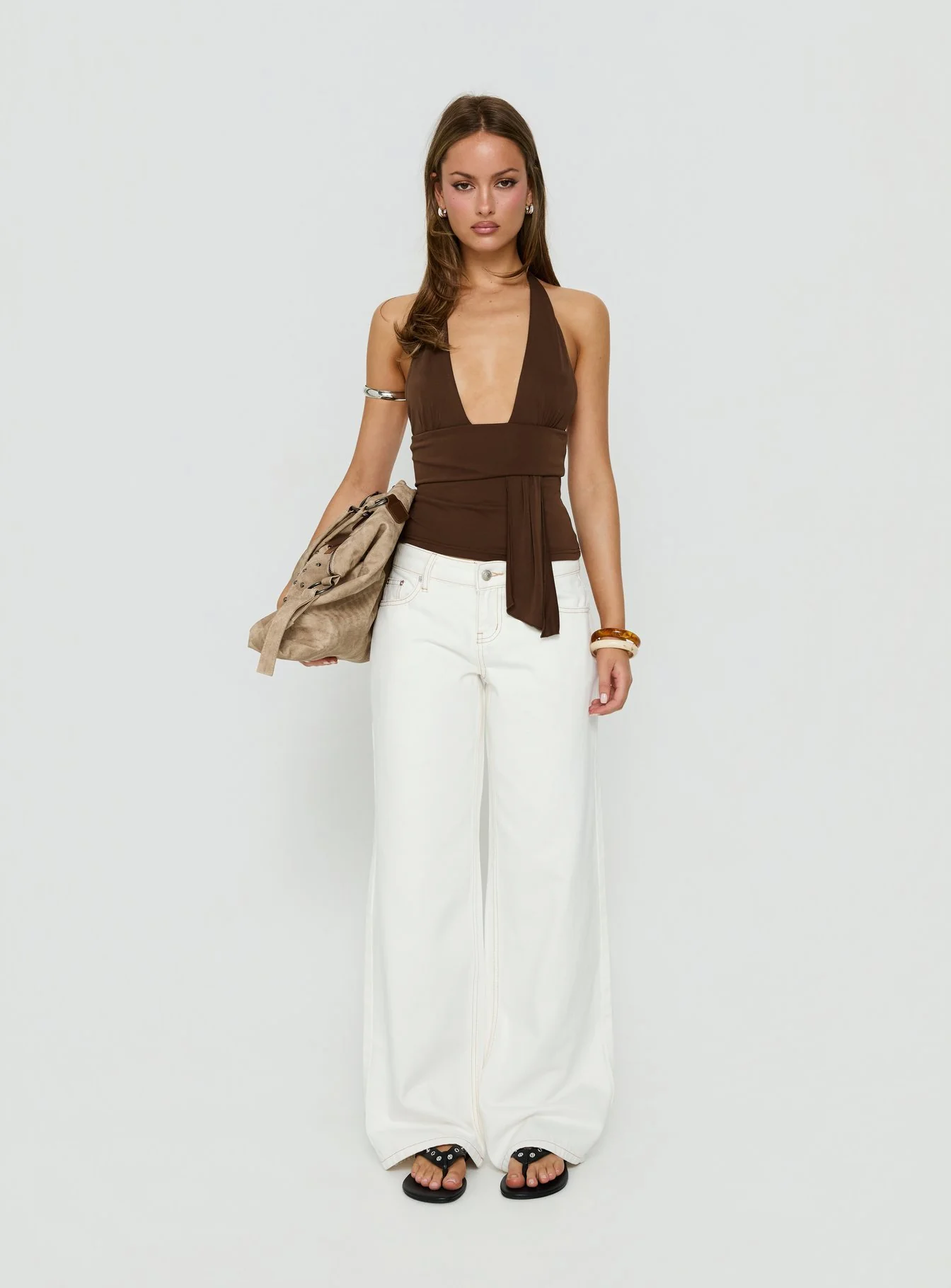 Tidal Wave Low Rise Straight Leg Jeans Cream - Image 7