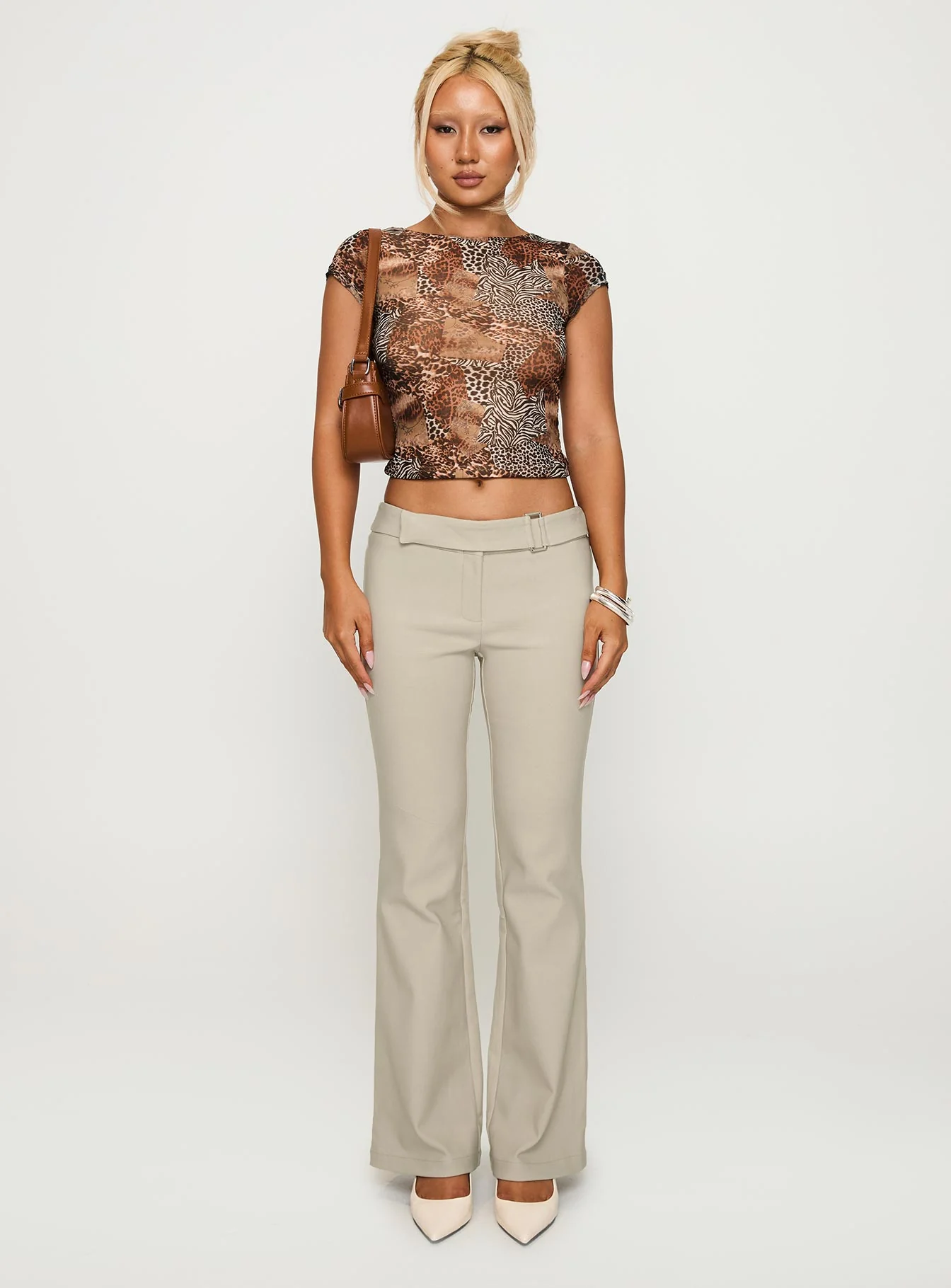 Tied In Short Sleeve Top Leopard - Image 7