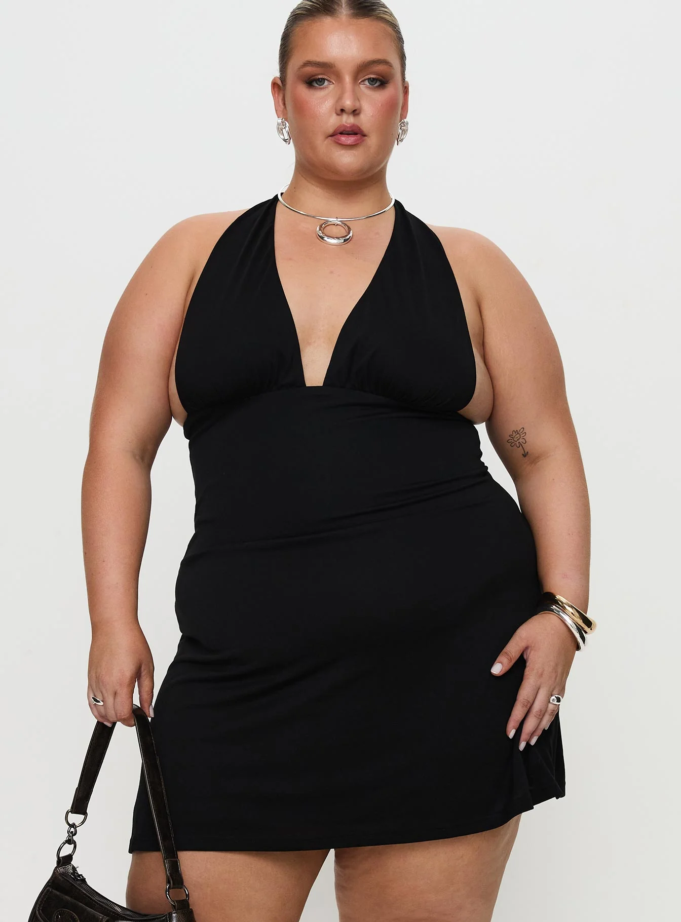 Tinisie Halter Mini Dress Black Curve - Image 2