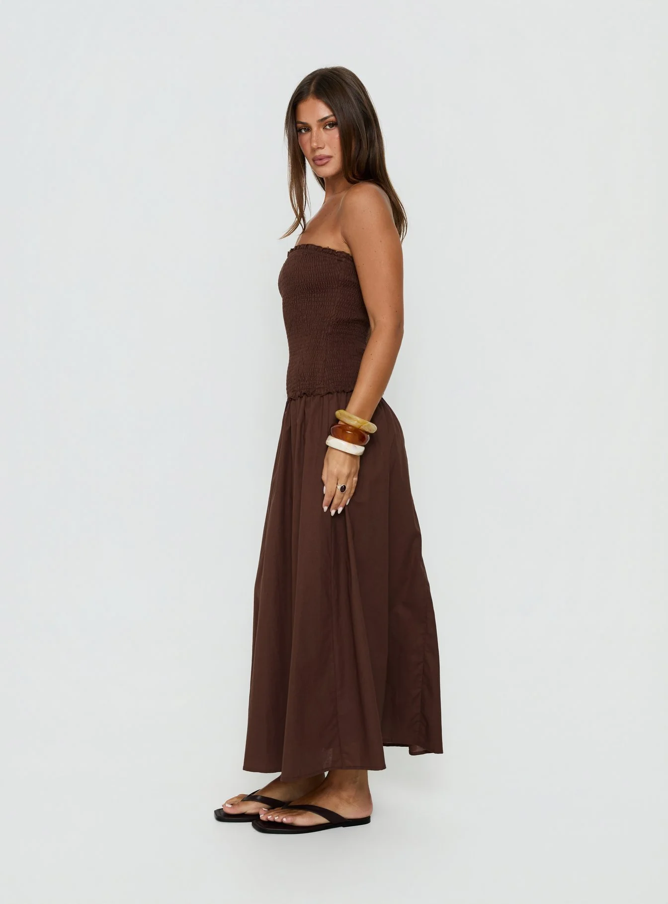 Tinsie Strapless Maxi Dress Chocolate Brown - Image 3