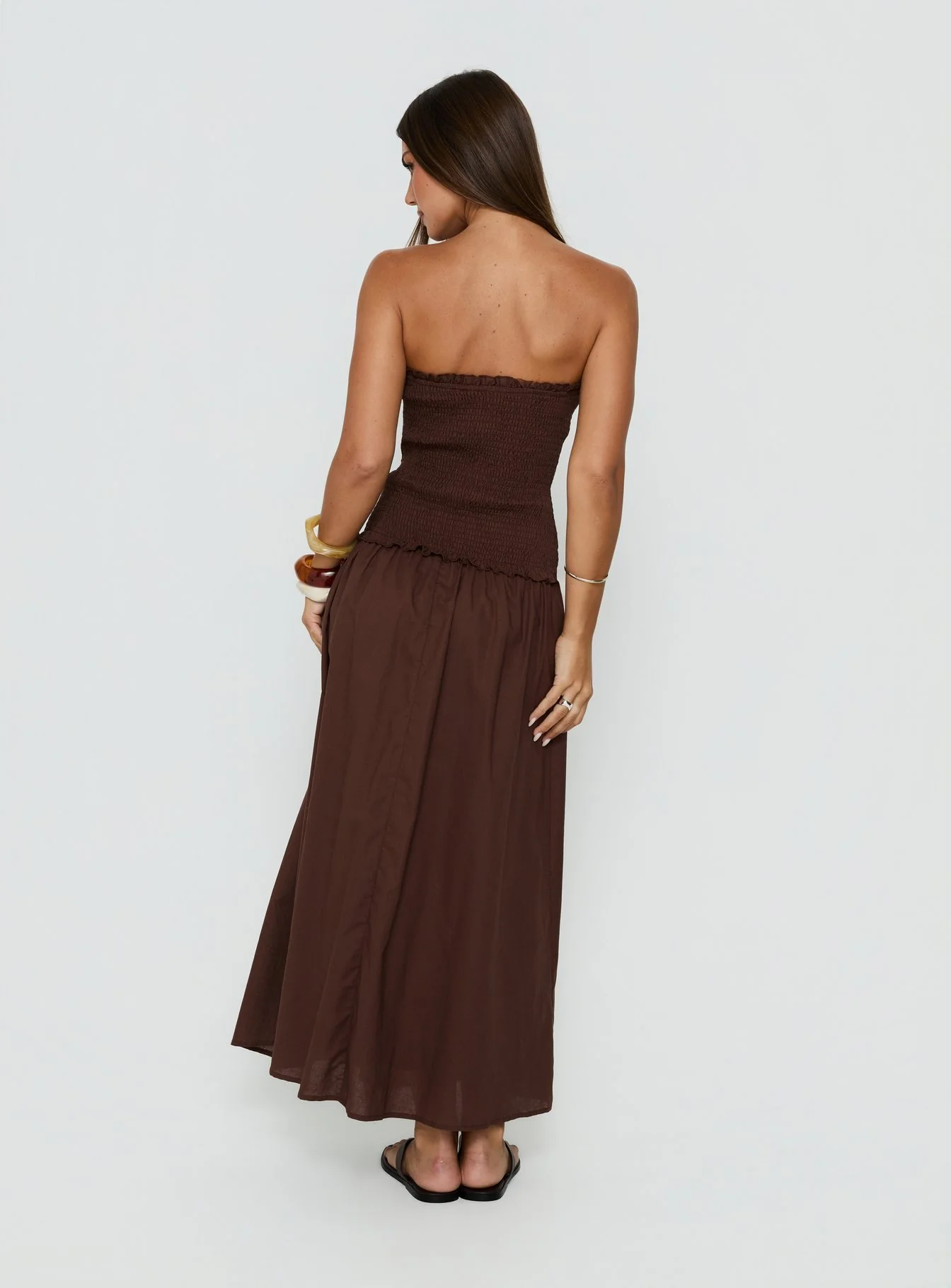 Tinsie Strapless Maxi Dress Chocolate Brown - Image 4