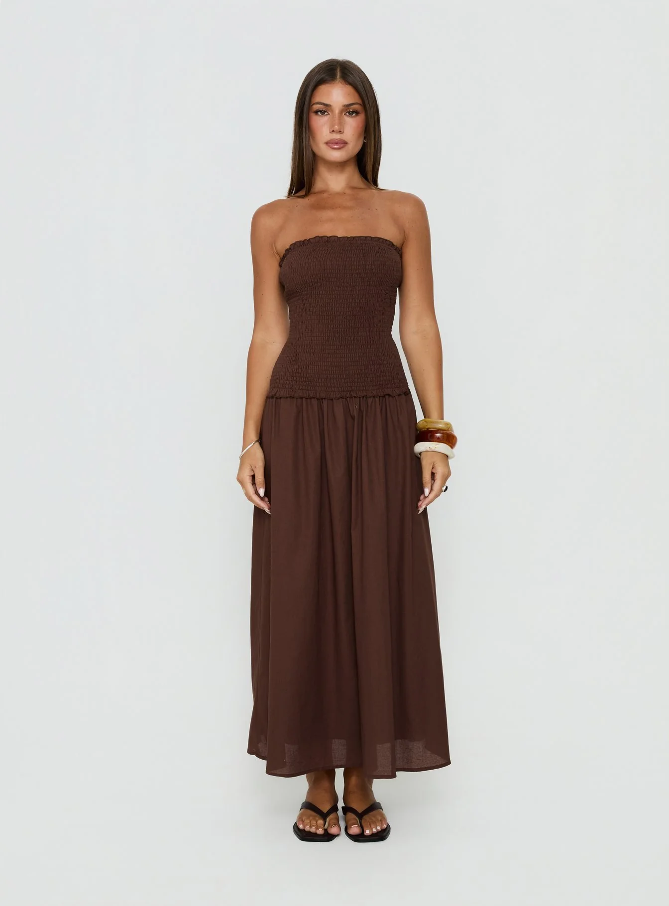 Tinsie Strapless Maxi Dress Chocolate Brown - Image 6