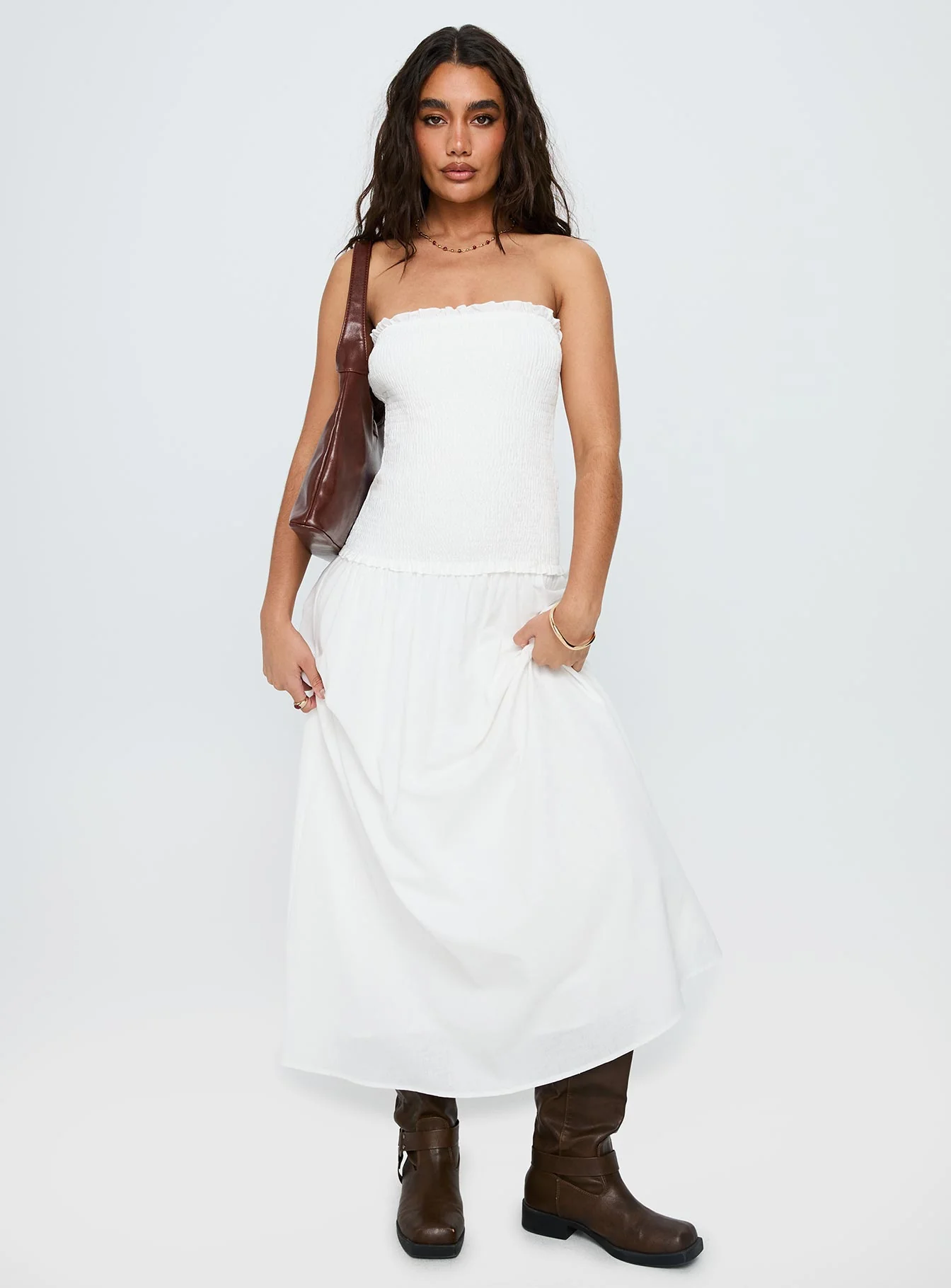 Tinsie Strapless Maxi Dress White - Image 2