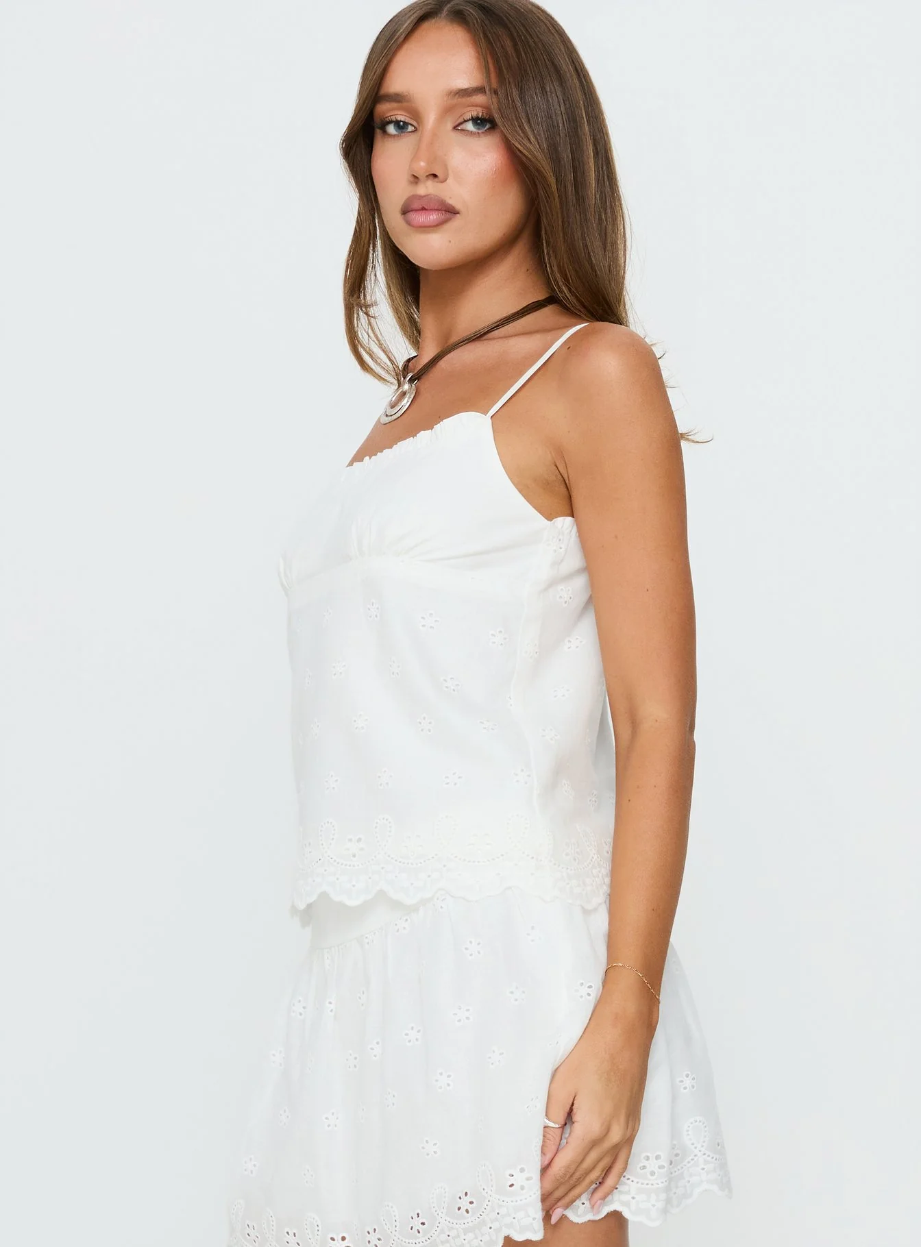Tiriah Embroidered Cami Top White - Image 4