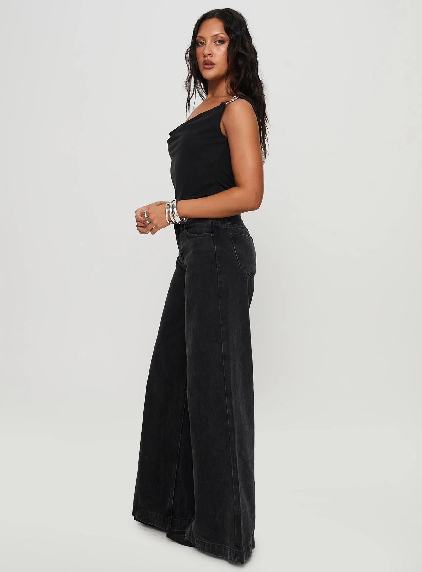 Toby Low Rise Baggy Jeans Charcoal - Image 4