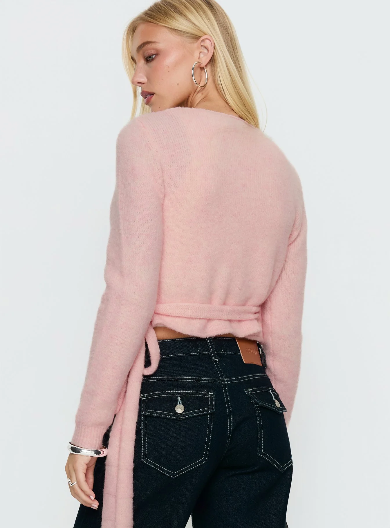 Tonee Wrap Knit Cardigan Pink - Image 4