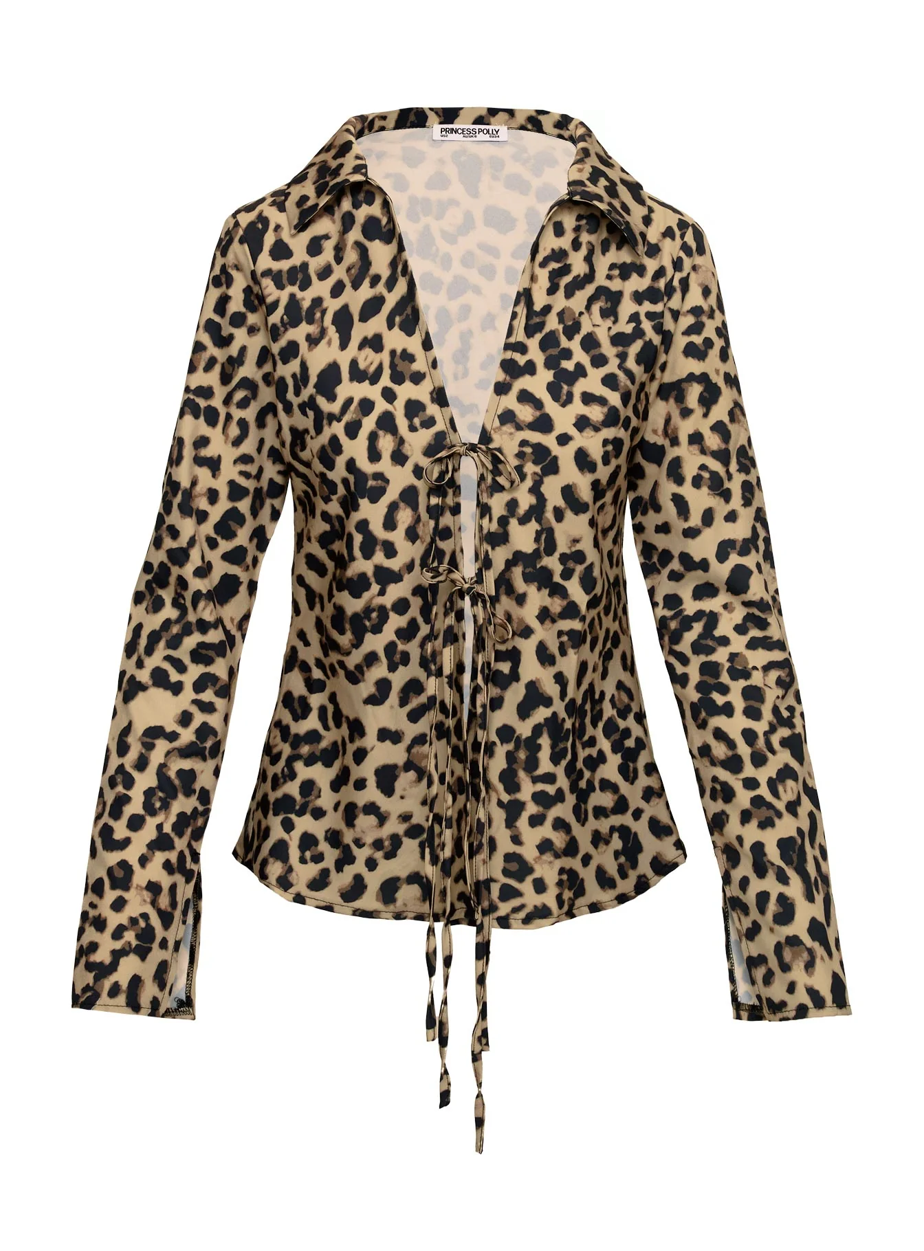 Toriah Long Sleeve Tie Up Top Leopard - Image 5