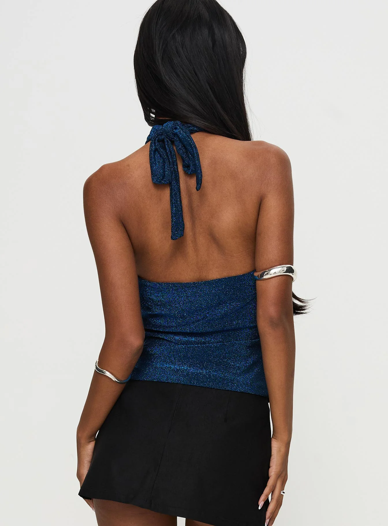 Treat Me Nice Cross Neck Top Blue Glitter - Image 4