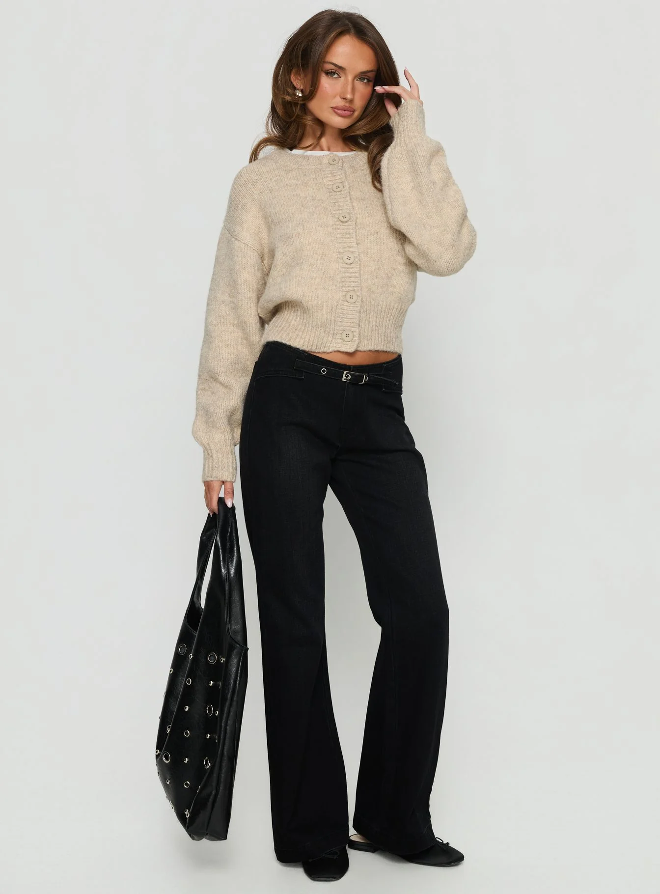 Trevonn Button Up Knit Cardigan Beige - Image 3