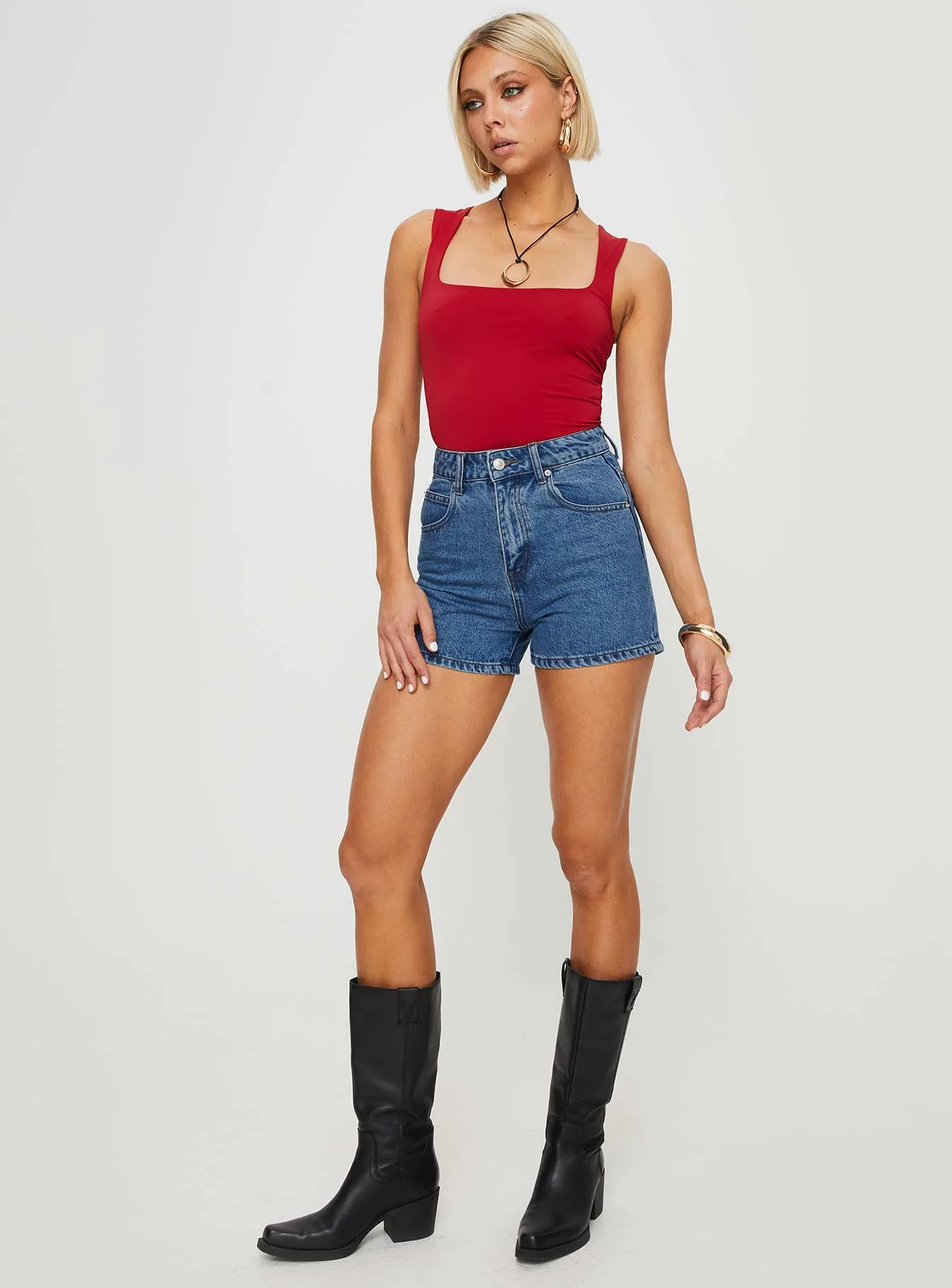 Tropicana Denim Shorts Mid Wash - Image 3