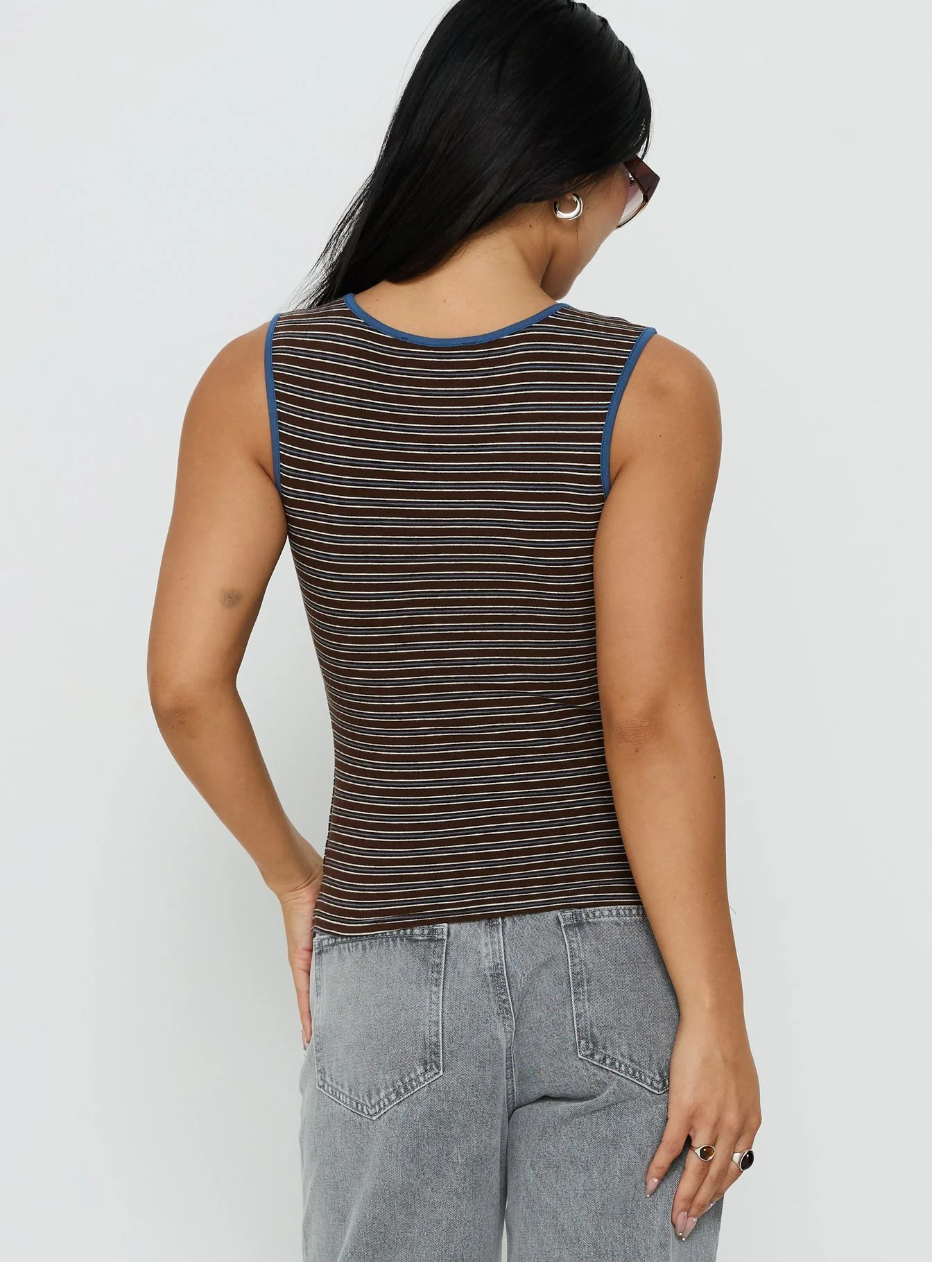Truce V Neck Tank Top Multi Stripe - Image 3