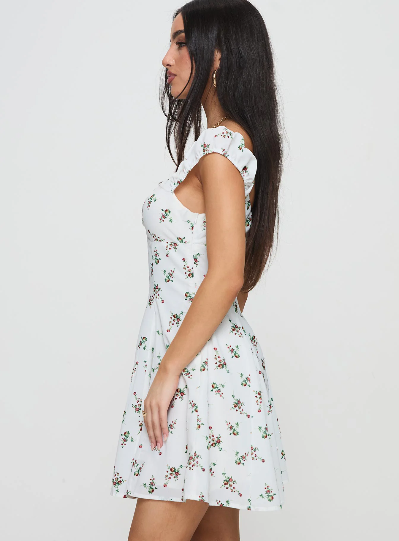True Lives Mini Dress White Floral - Image 4