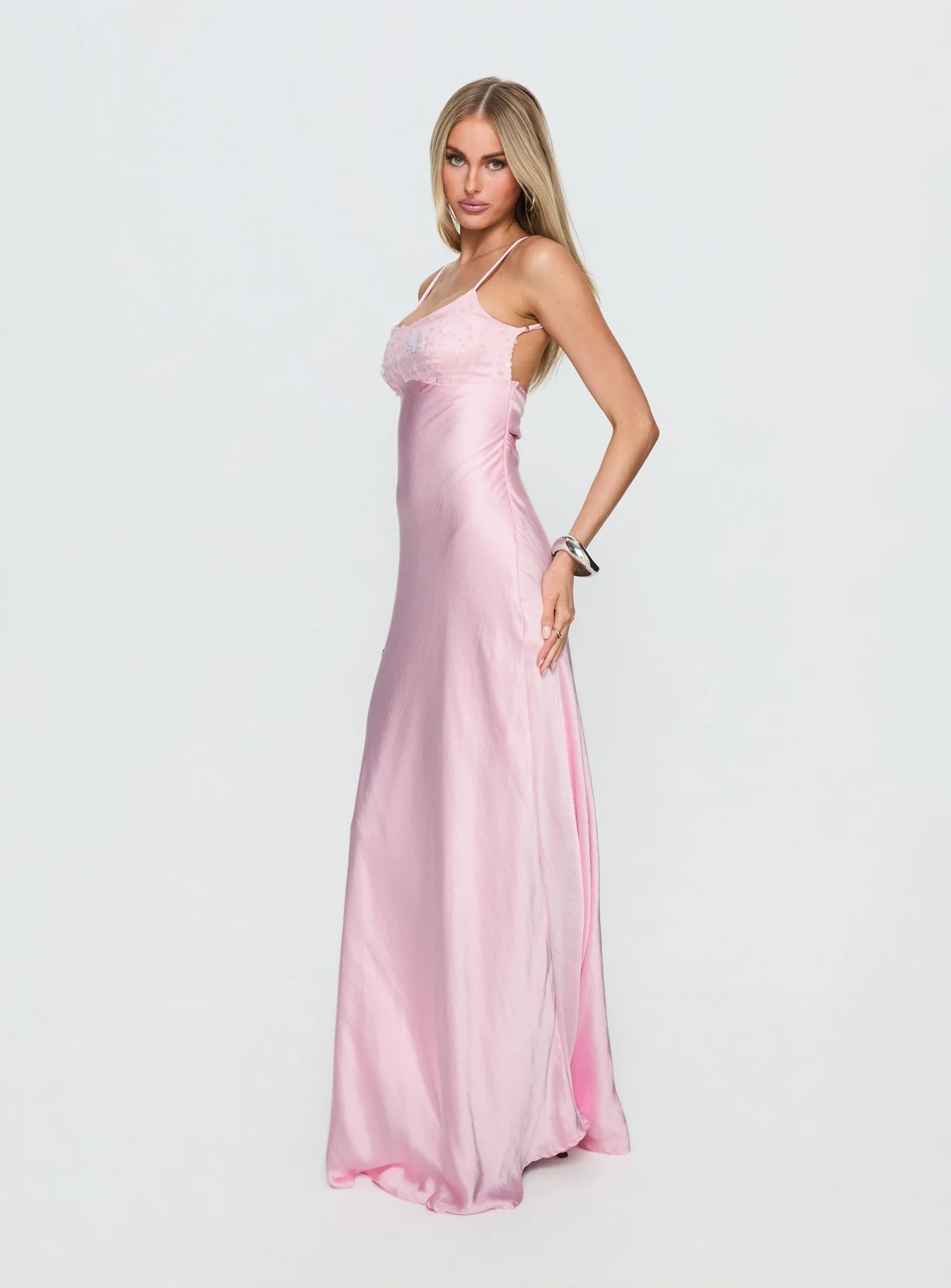 Truth Hurts Ruched Backless Maxi Dress Pink - Image 3