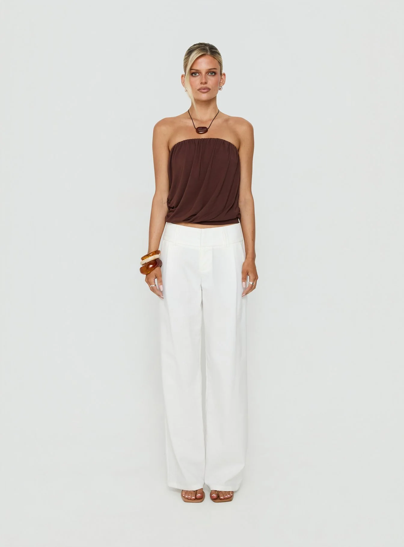 Two Lovers Linen Low Rise Pants White - Image 7