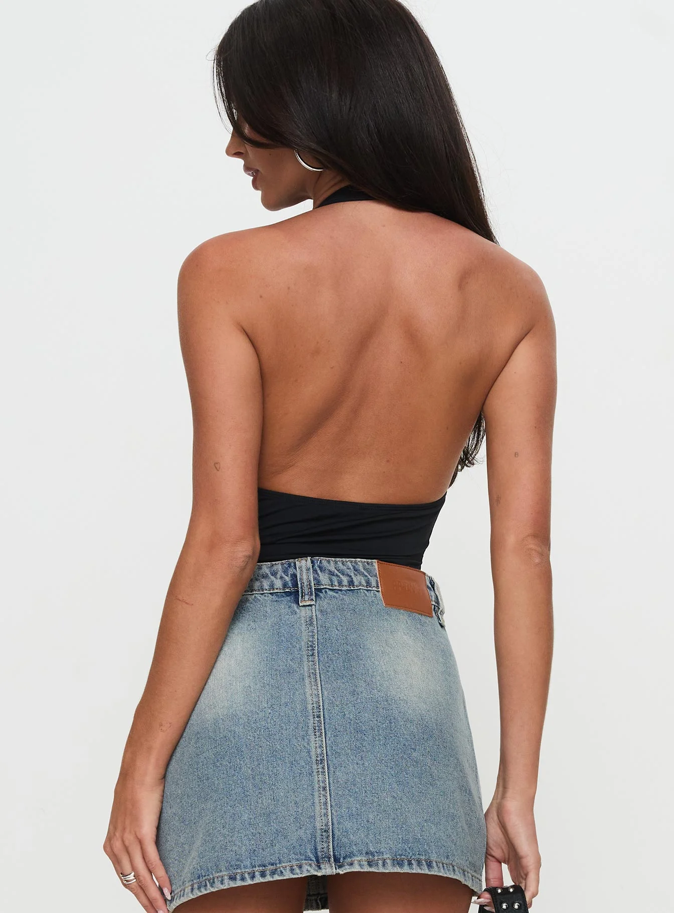 Two Summers Plunge Neck Bodysuit Black - Image 4