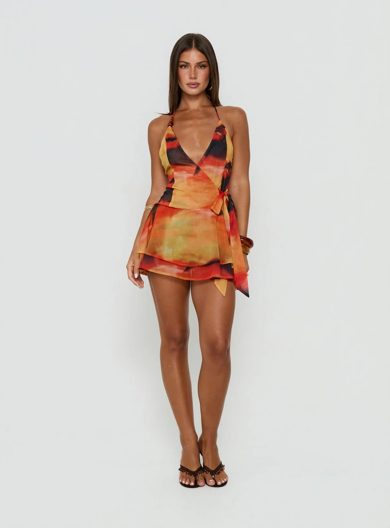 Two Tides Halter Wrap Mini Dress Sunset - Image 2