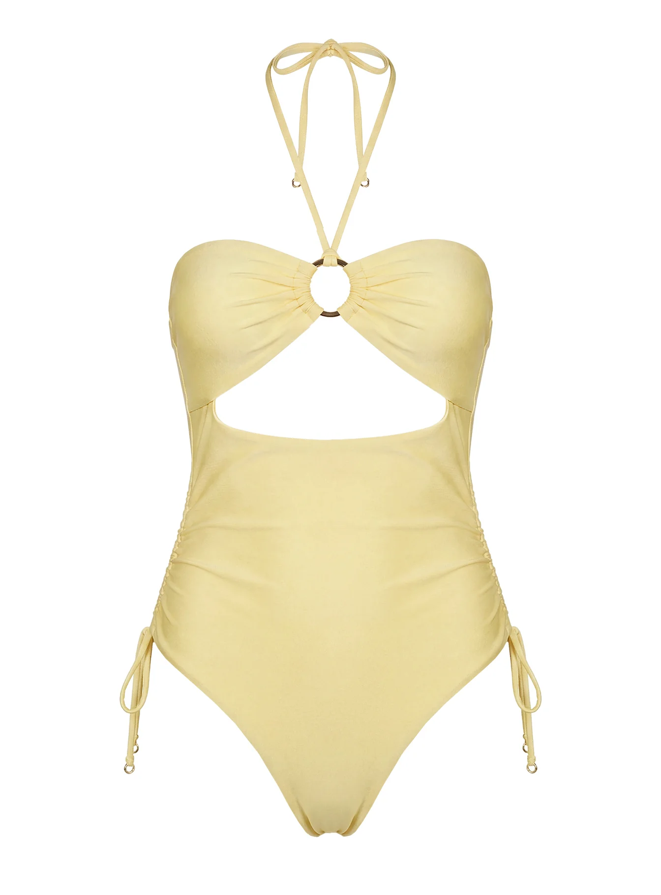 Ubelia Halter Cut Out One Piece Yellow - Image 5