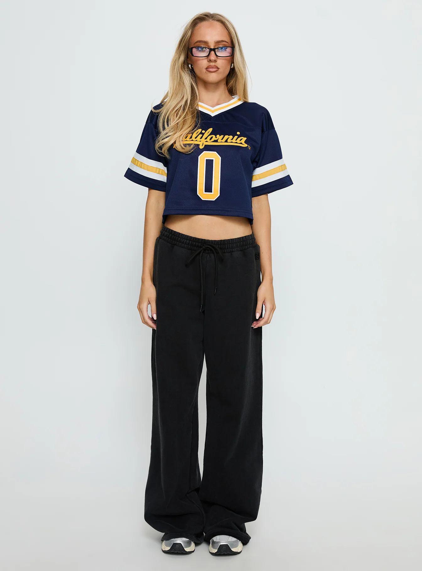 UC Berkeley Cropped Football Jersey Tee Blue - Image 7
