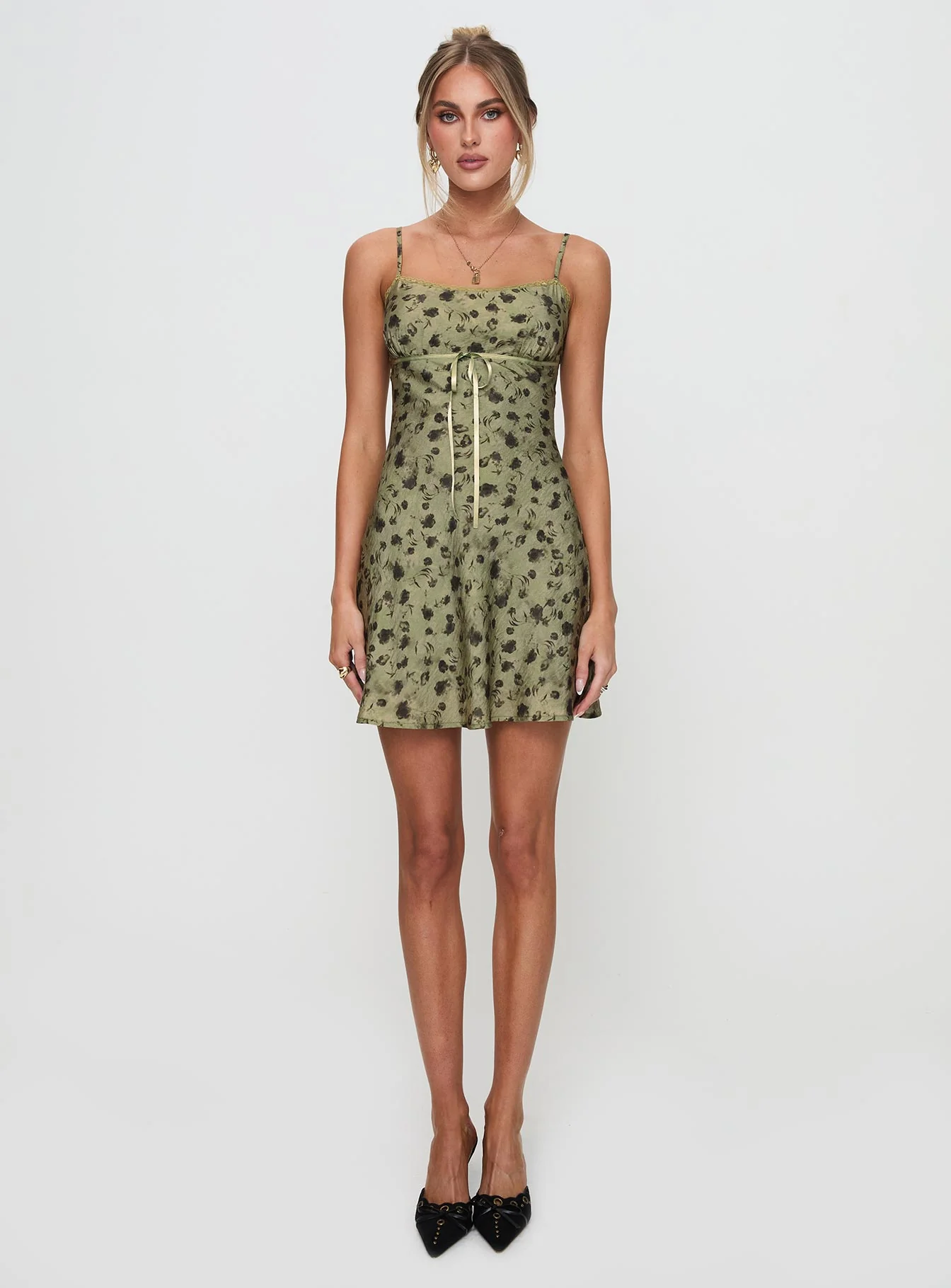 Valencia Mini Dress Sage Floral - Image 7