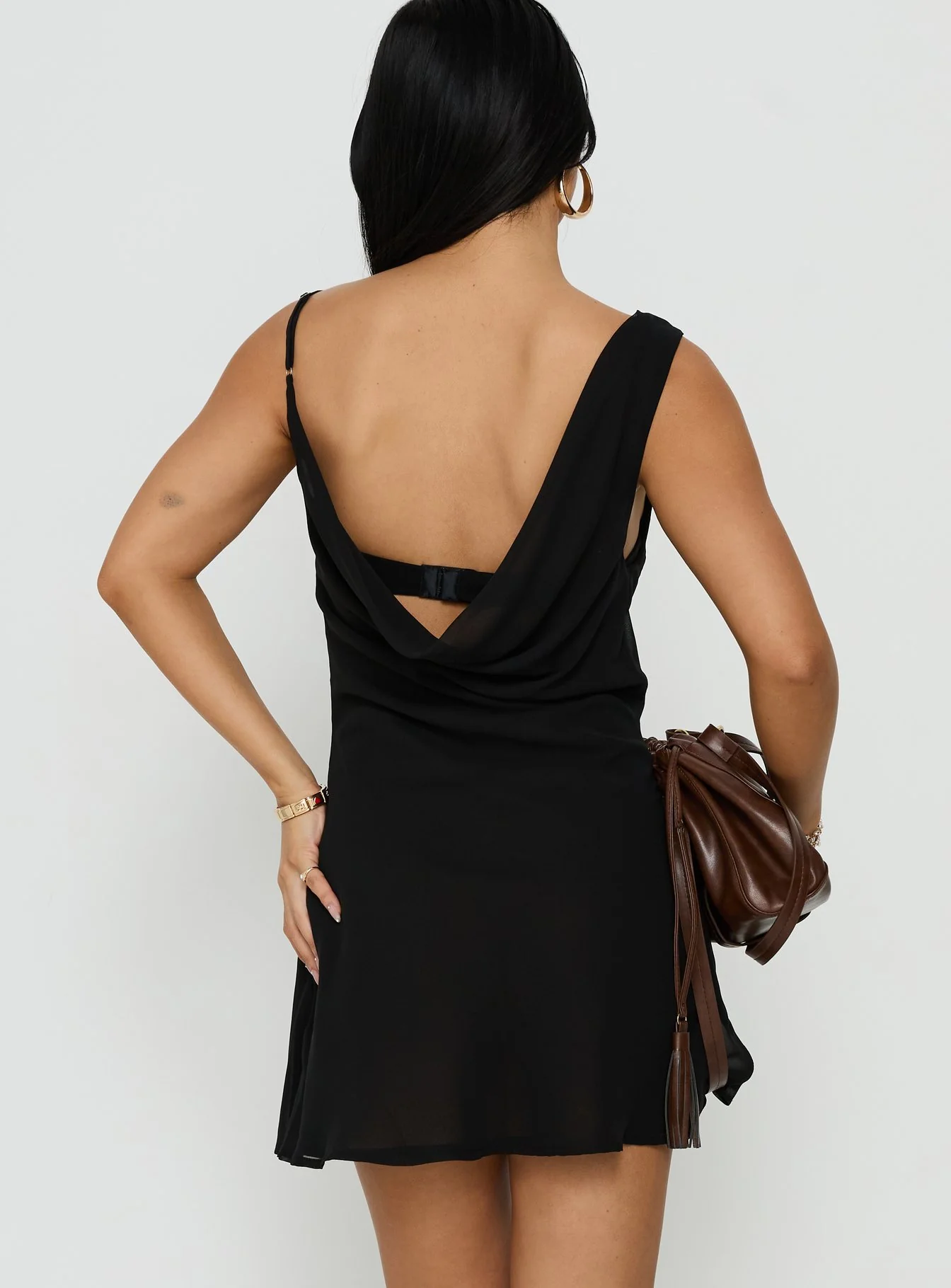 Adelayde Cowl Neck Bra Mini Dress Black - Image 5