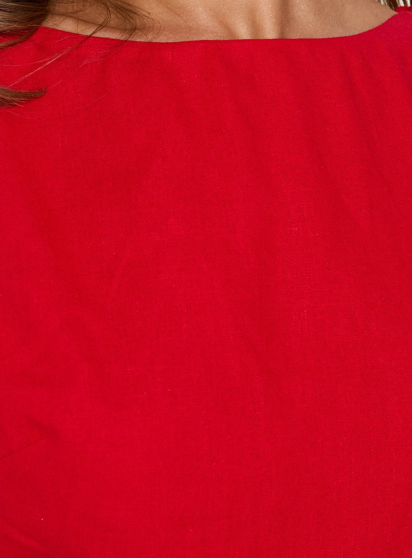 Veara Linen Low Back Tie Detail Playsuit Red - Image 5
