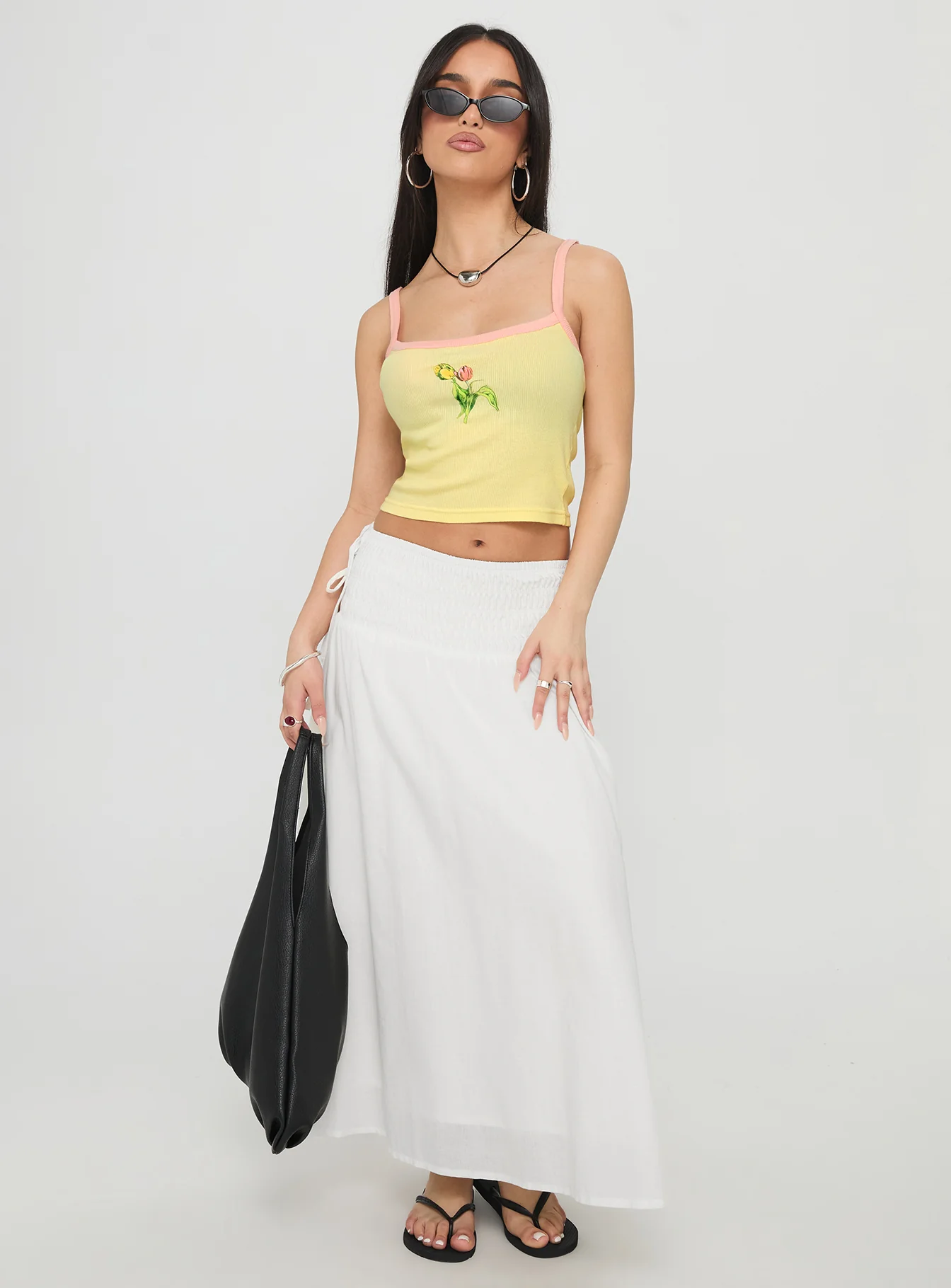 Vence Ruched Maxi Skirt White - Image 2
