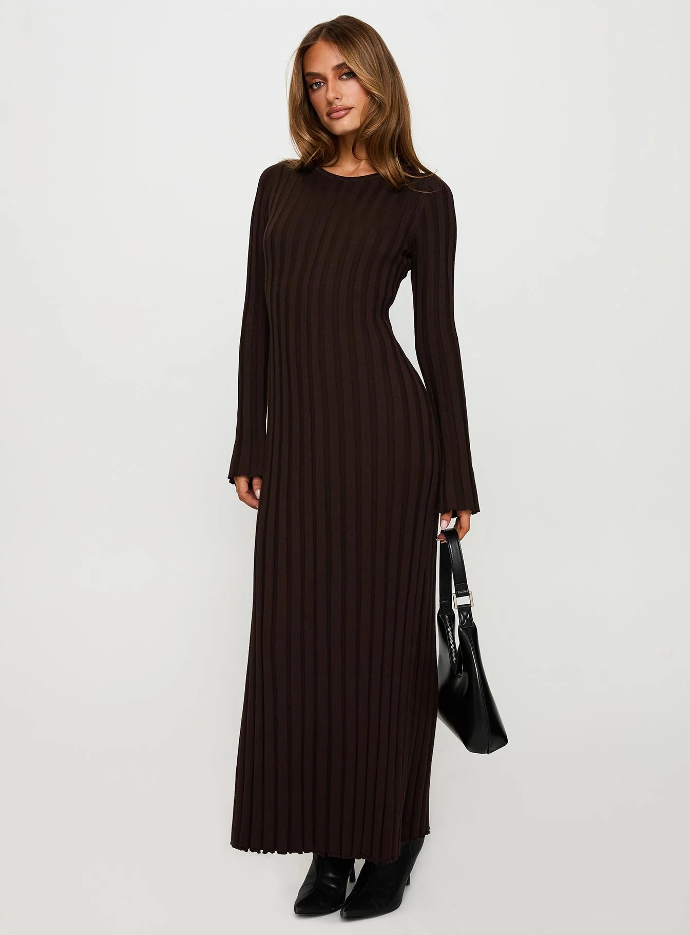 Vespa Long Sleeve Maxi Dress Brown - Image 2