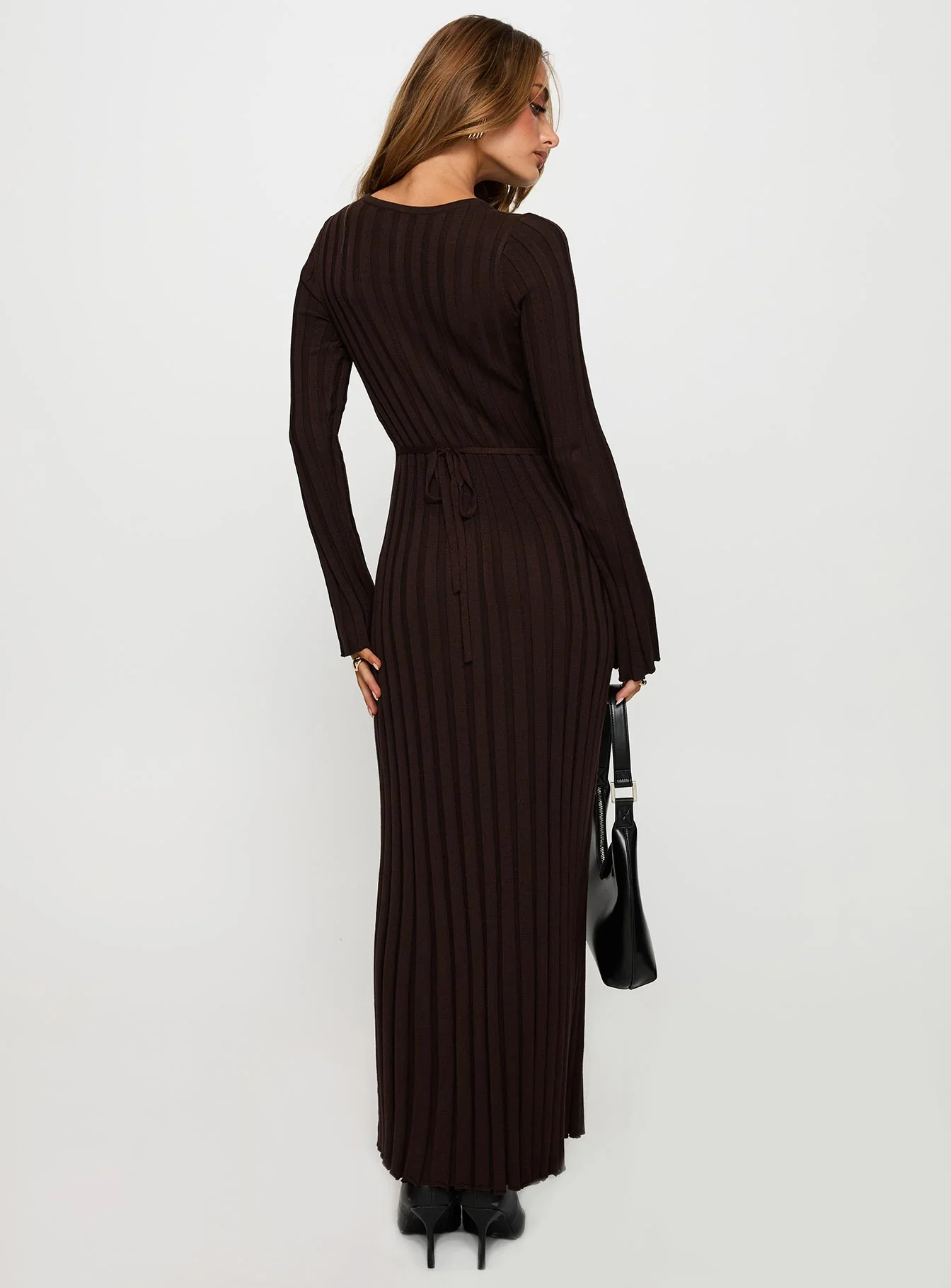Vespa Long Sleeve Maxi Dress Brown - Image 4