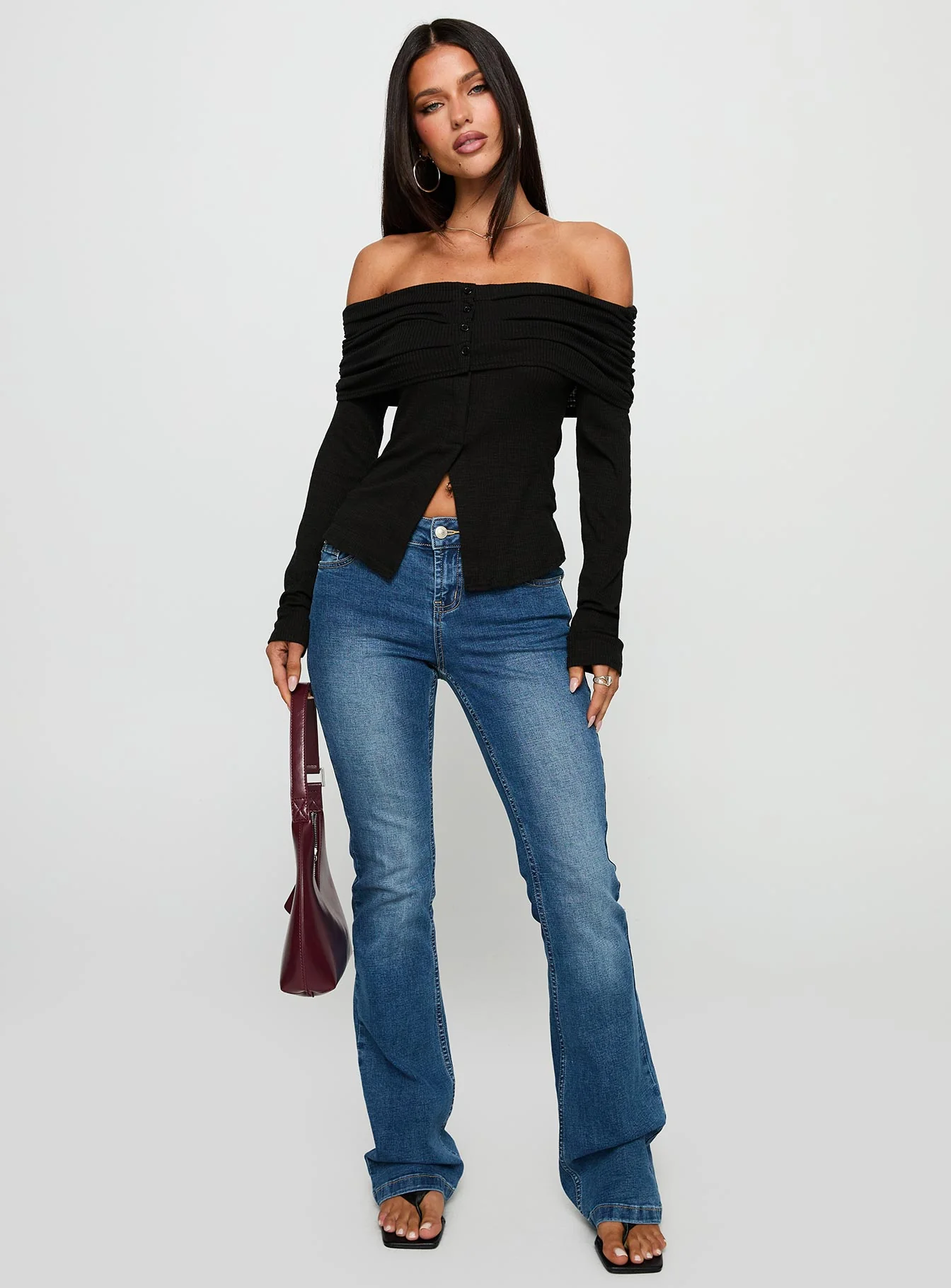 Victorea Off Shoulder Top Black - Image 2