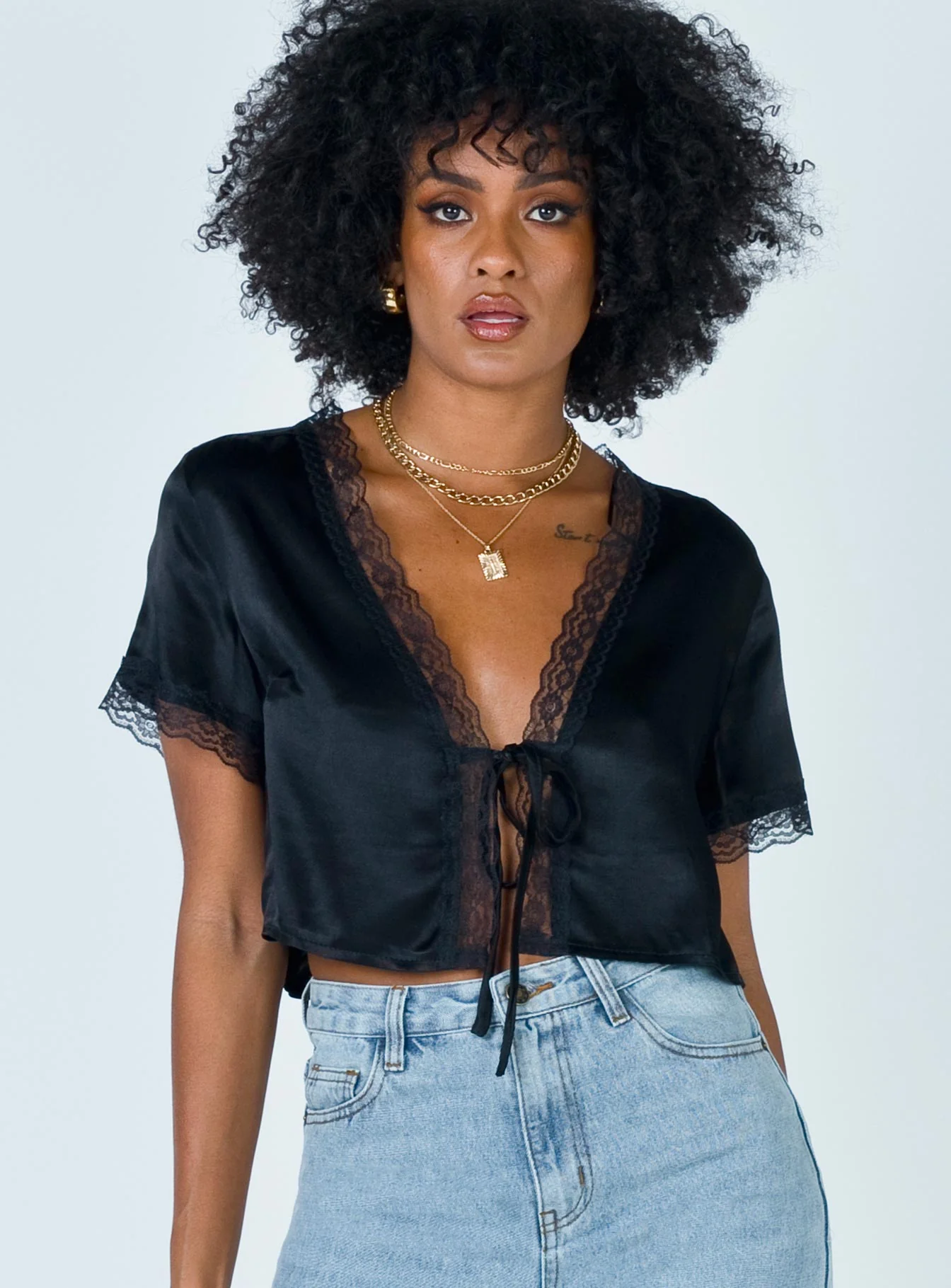 Vintage Tie Up Top Black - Image 2