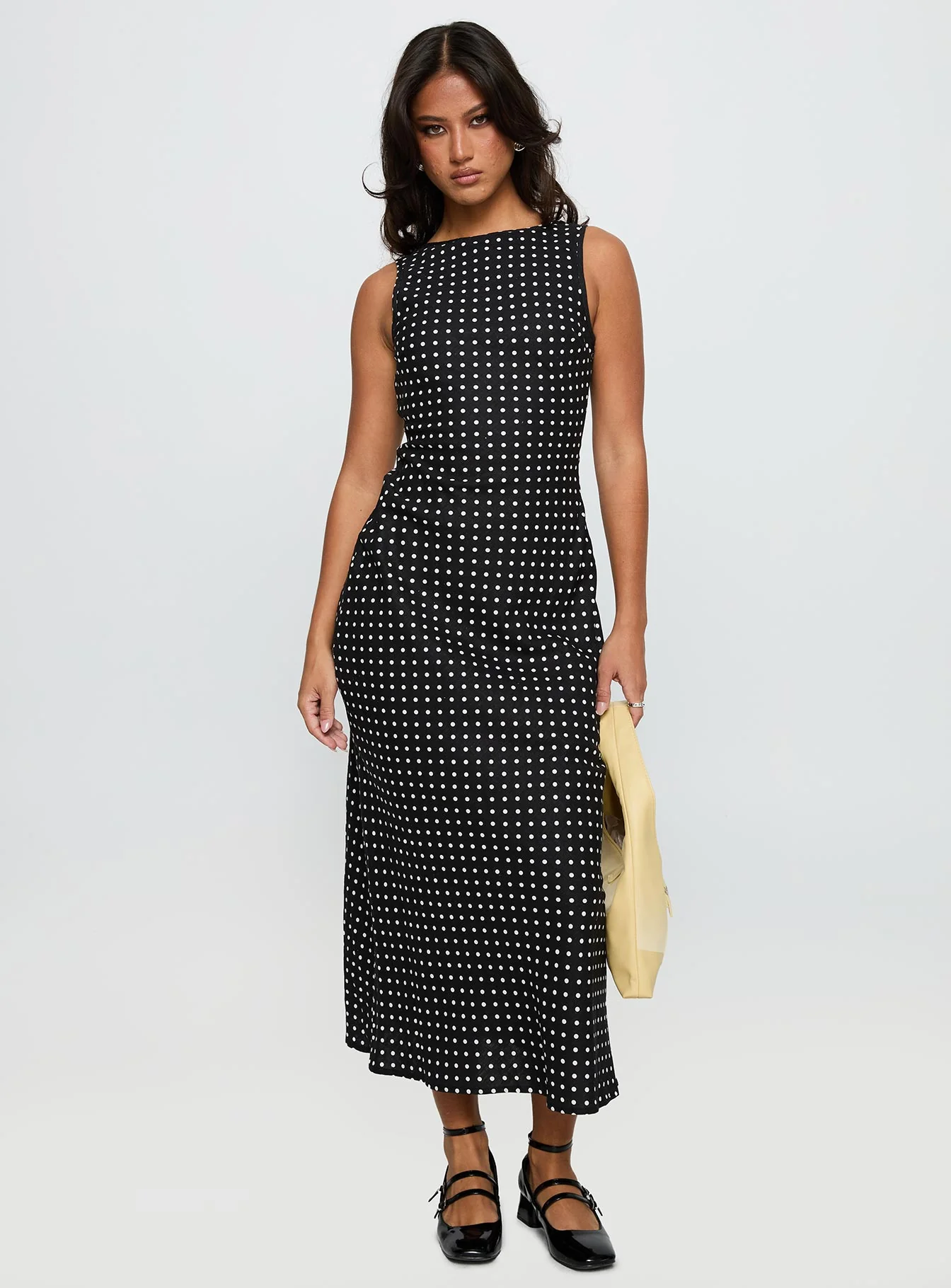 Voyager Linen Blend Midi Dress Black Polka - Image 2