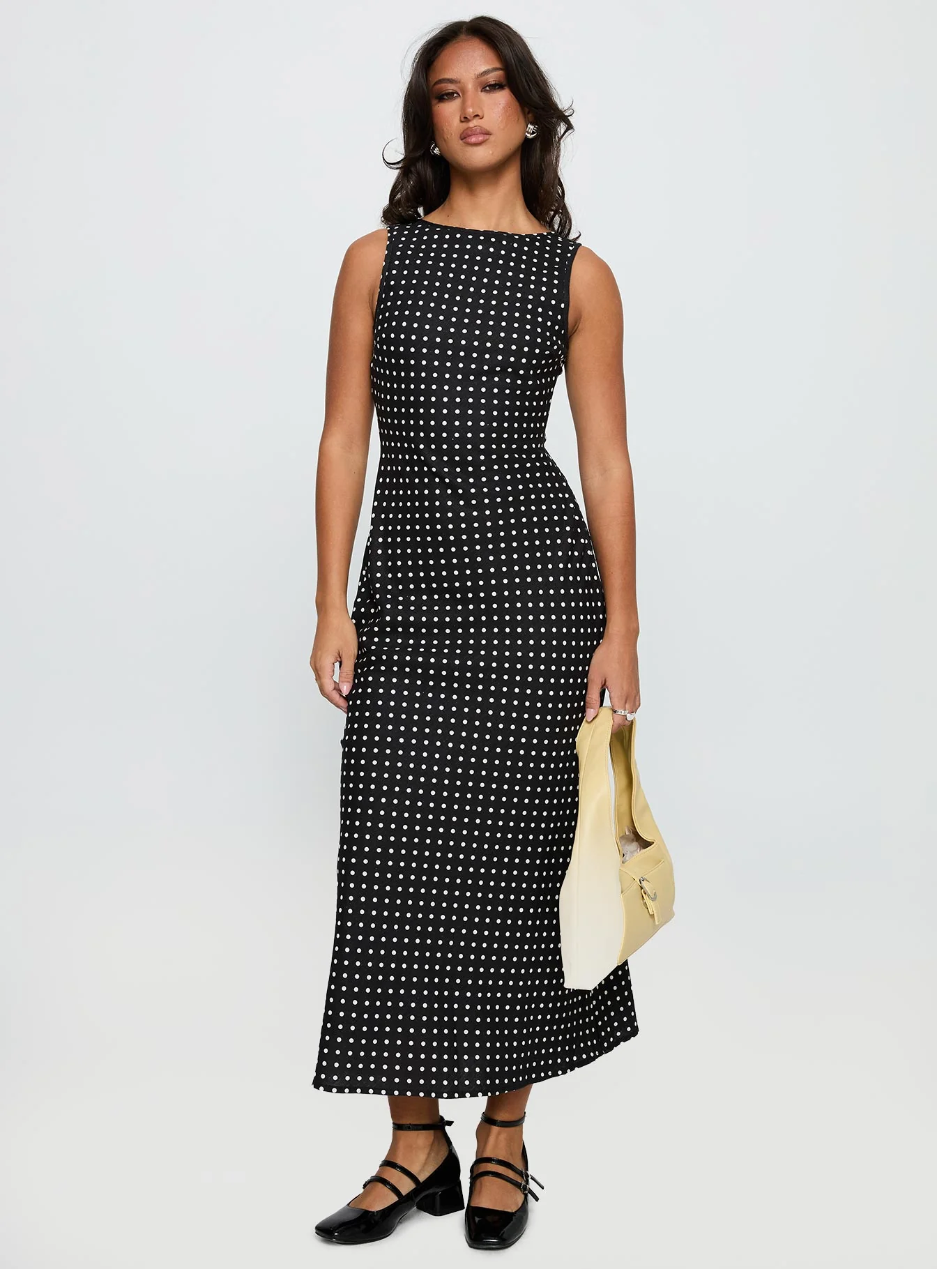 Voyager Linen Blend Midi Dress Black Polka - Image 3