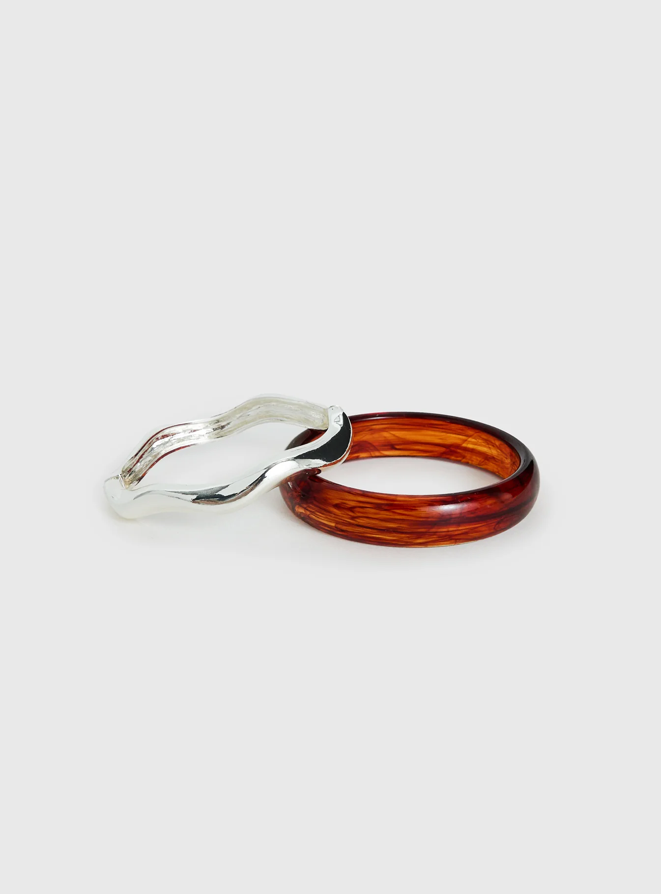 Want Your Love Resin Cuff Set Silver / Brown - Image 2