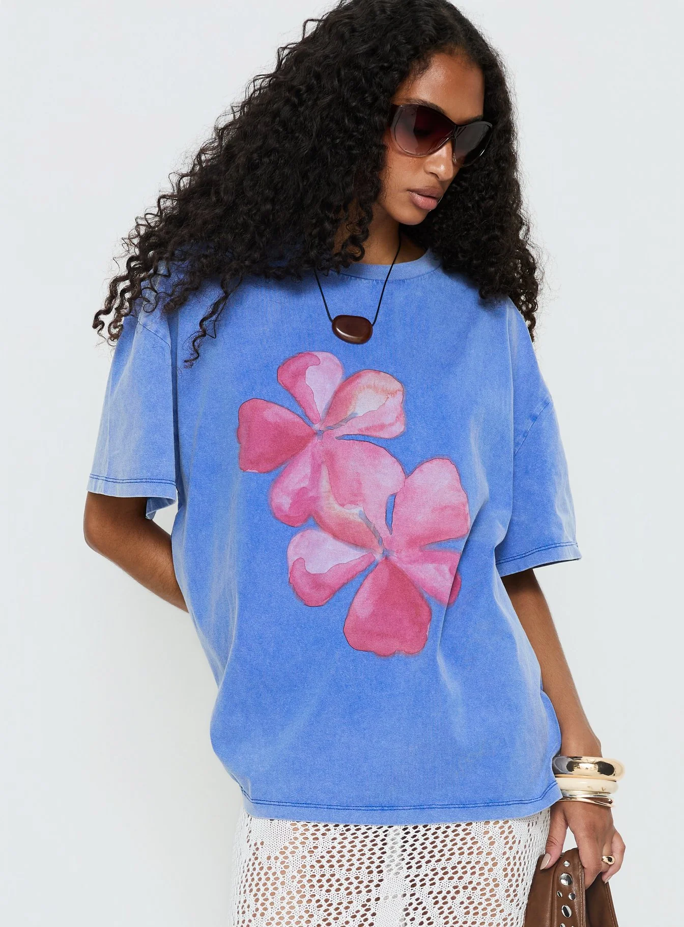 Watercolour Daydream Oversized Graphic Tee Washed Blue - Image 2