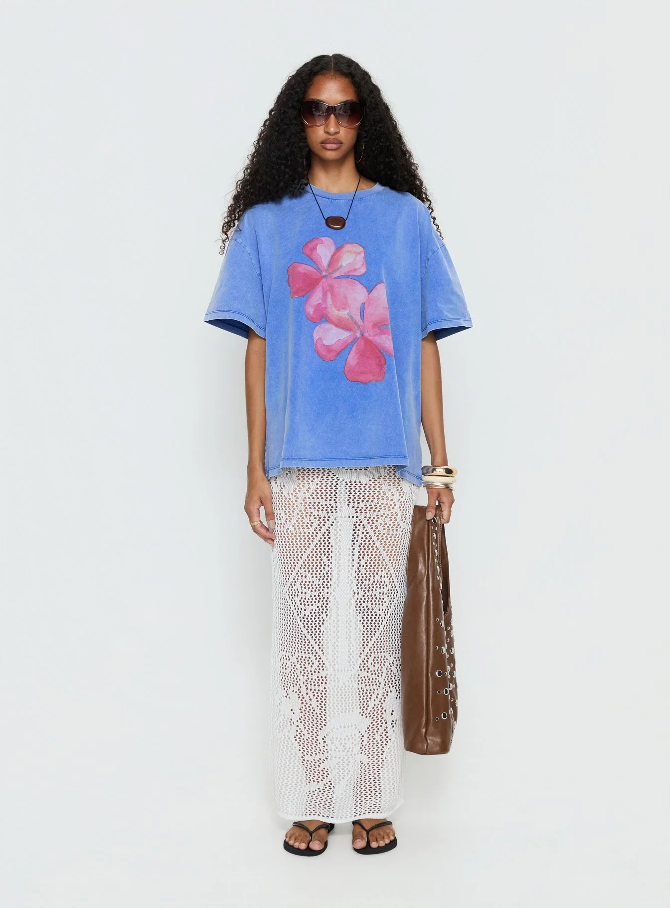 Watercolour Daydream Oversized Graphic Tee Washed Blue - Image 7