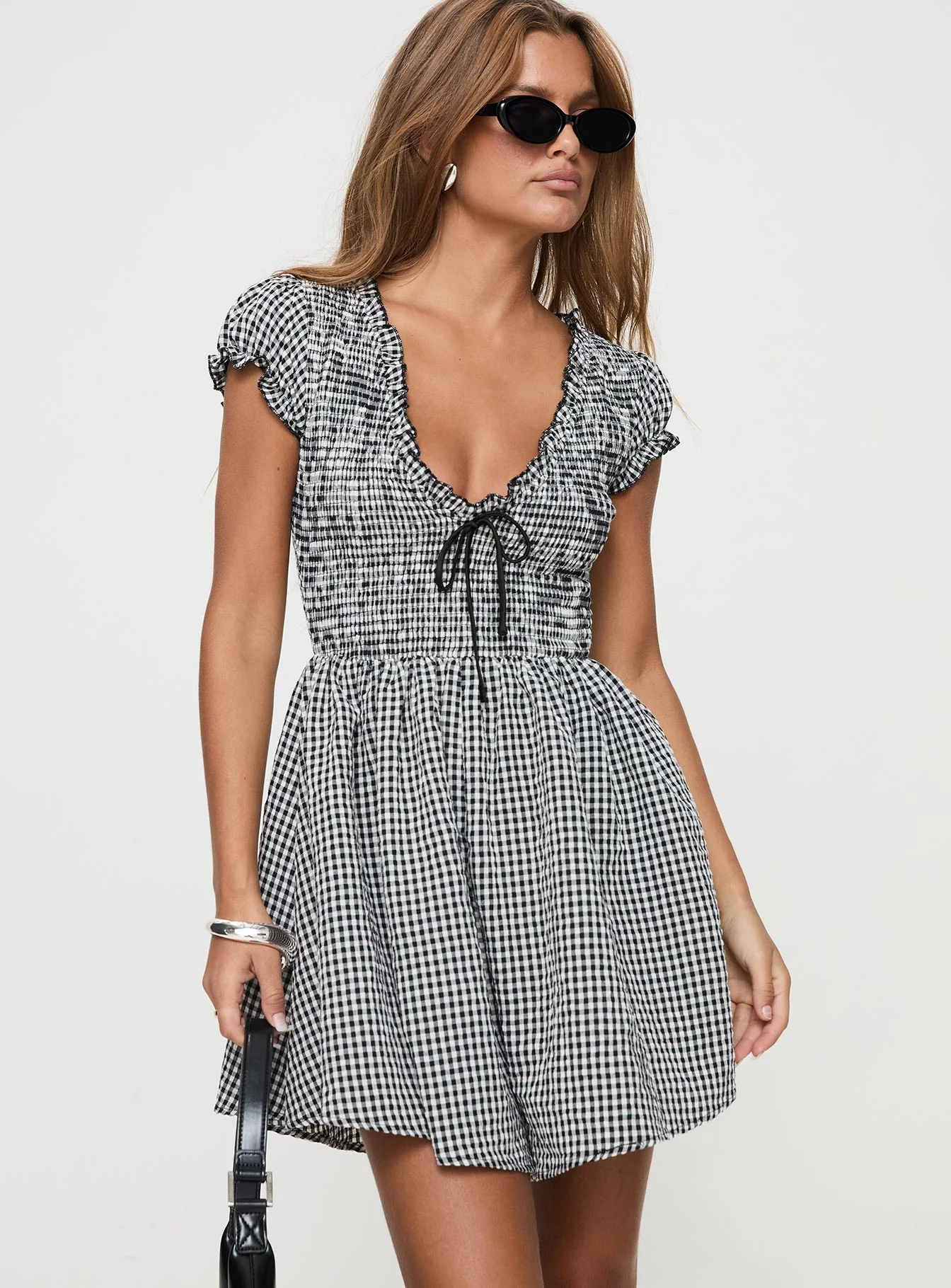 Wescott Gingham Romper Black / White Tall - Image 2
