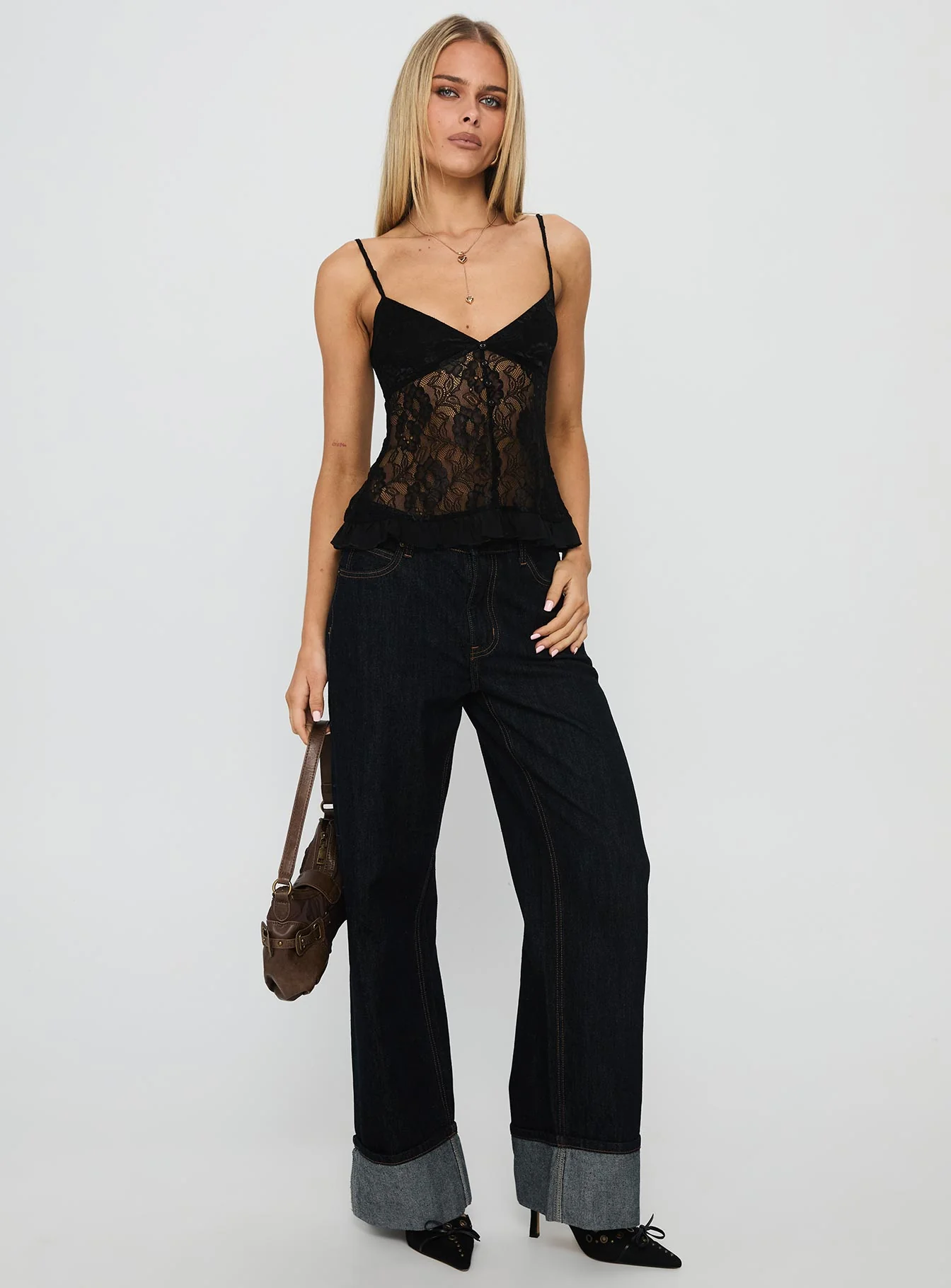 Weslee Lace Babydoll Top Black - Image 3