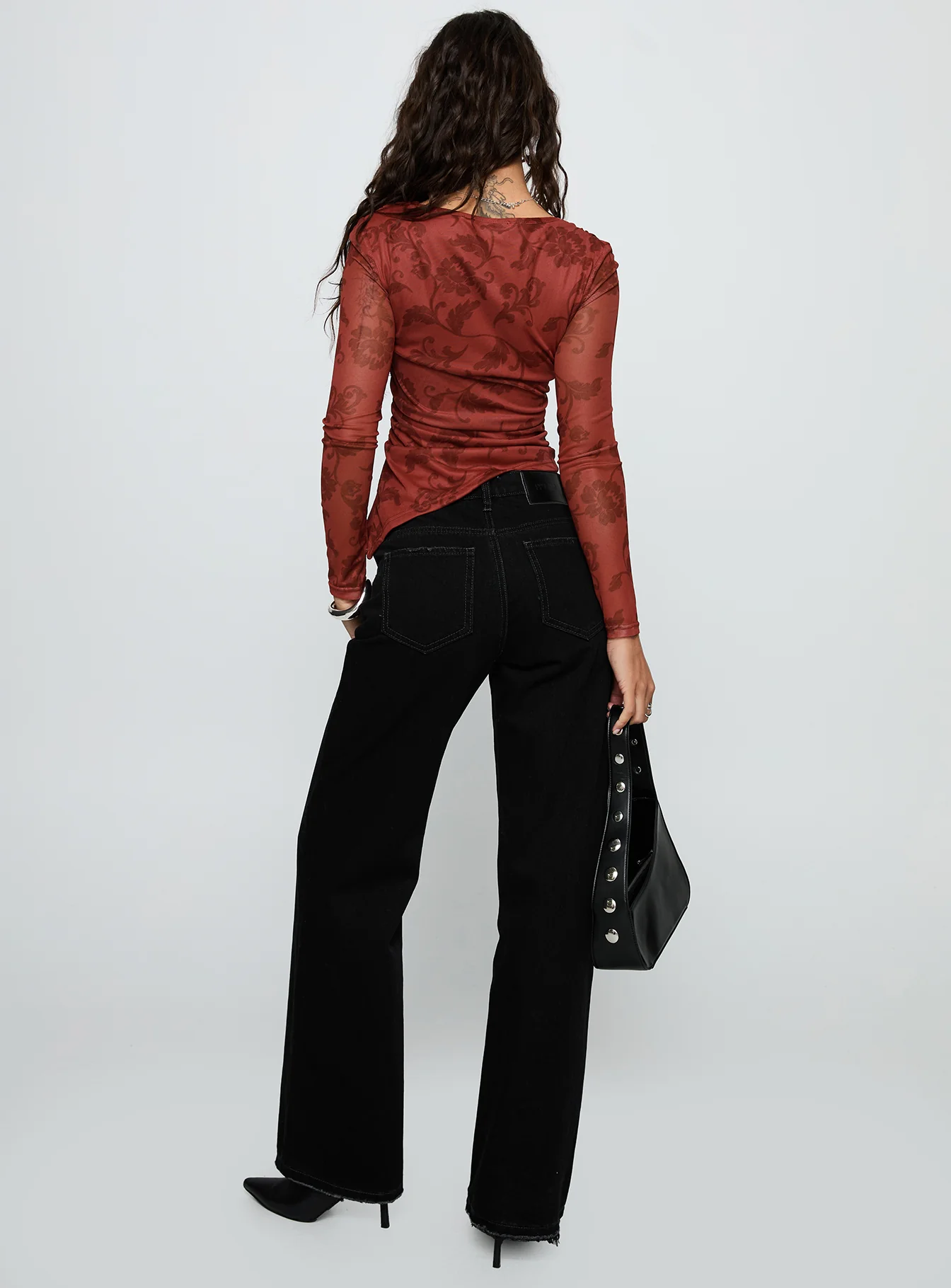West End Girl Mid Rise Straight Leg Jeans Washed Black - Image 5