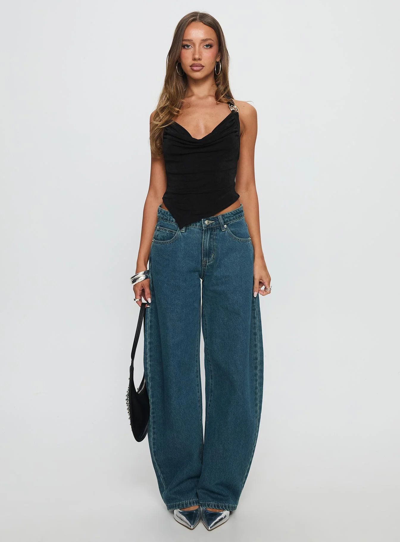 Where Were You Cowl Neck Top Black - Image 7