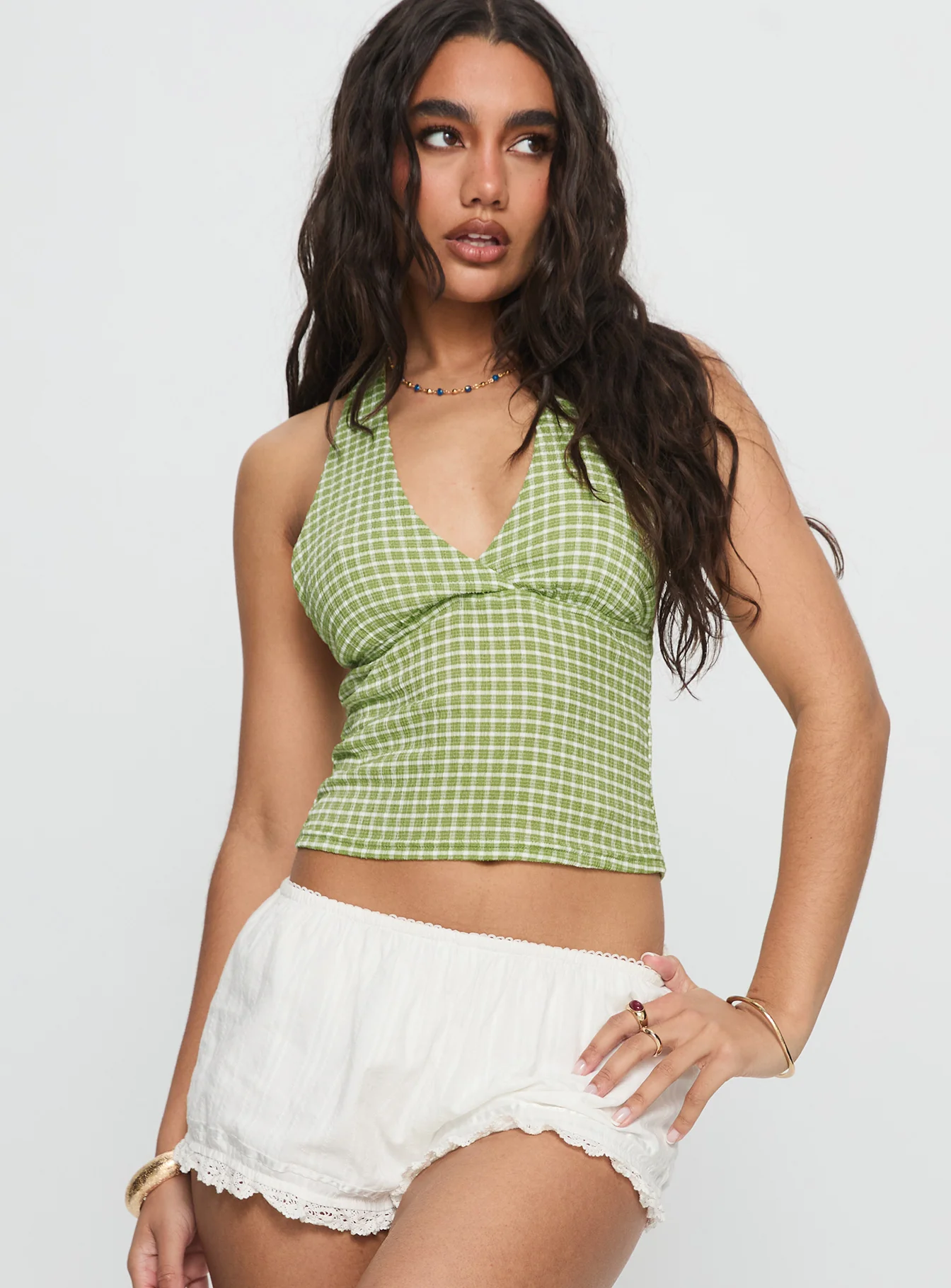 Whimsy Halter Top Sage Gingham - Image 2