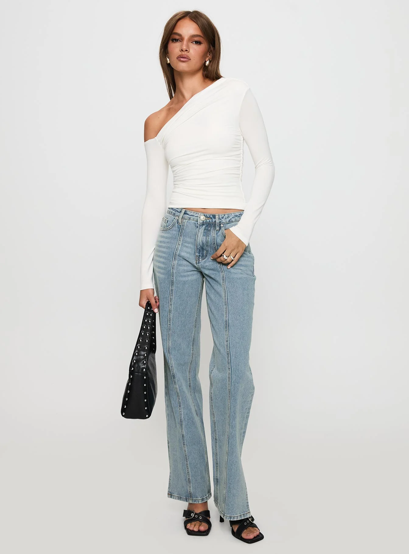 White Mustang Mid Rise Straight Leg Jean Light Blue - Image 2