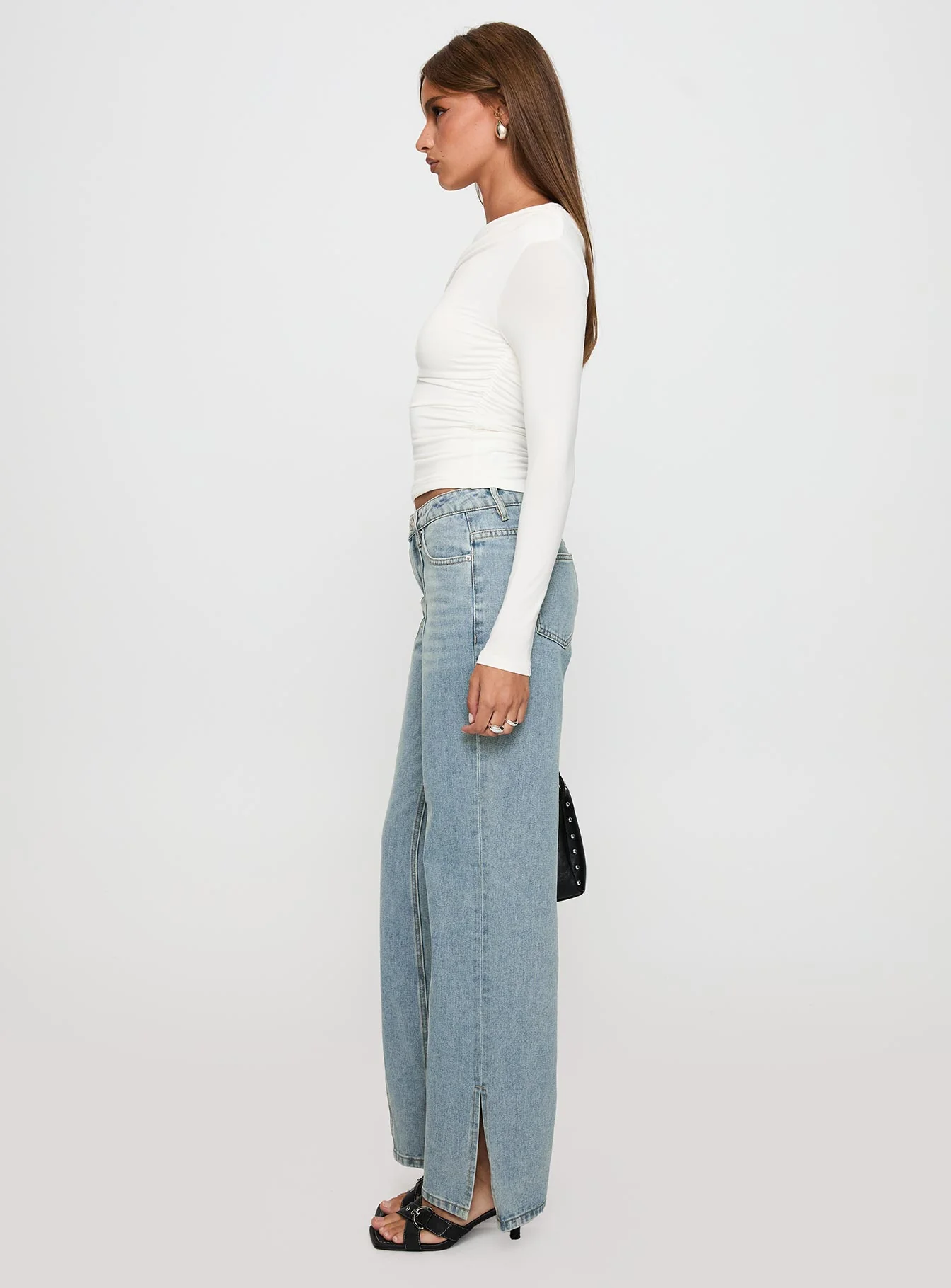 White Mustang Mid Rise Straight Leg Jean Light Blue - Image 3