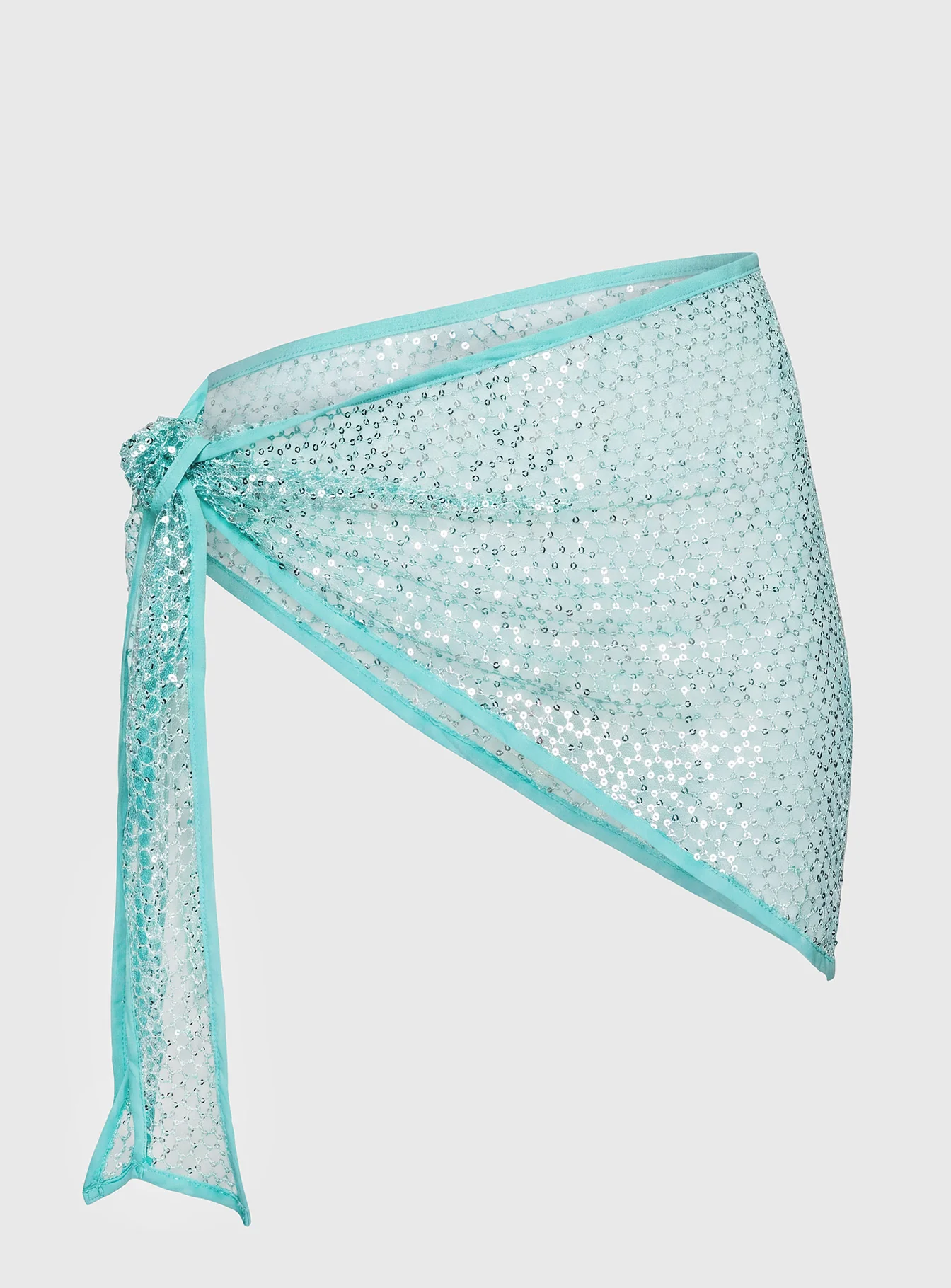Wild Guess Sequin Netted Sarong Aqua - Image 2