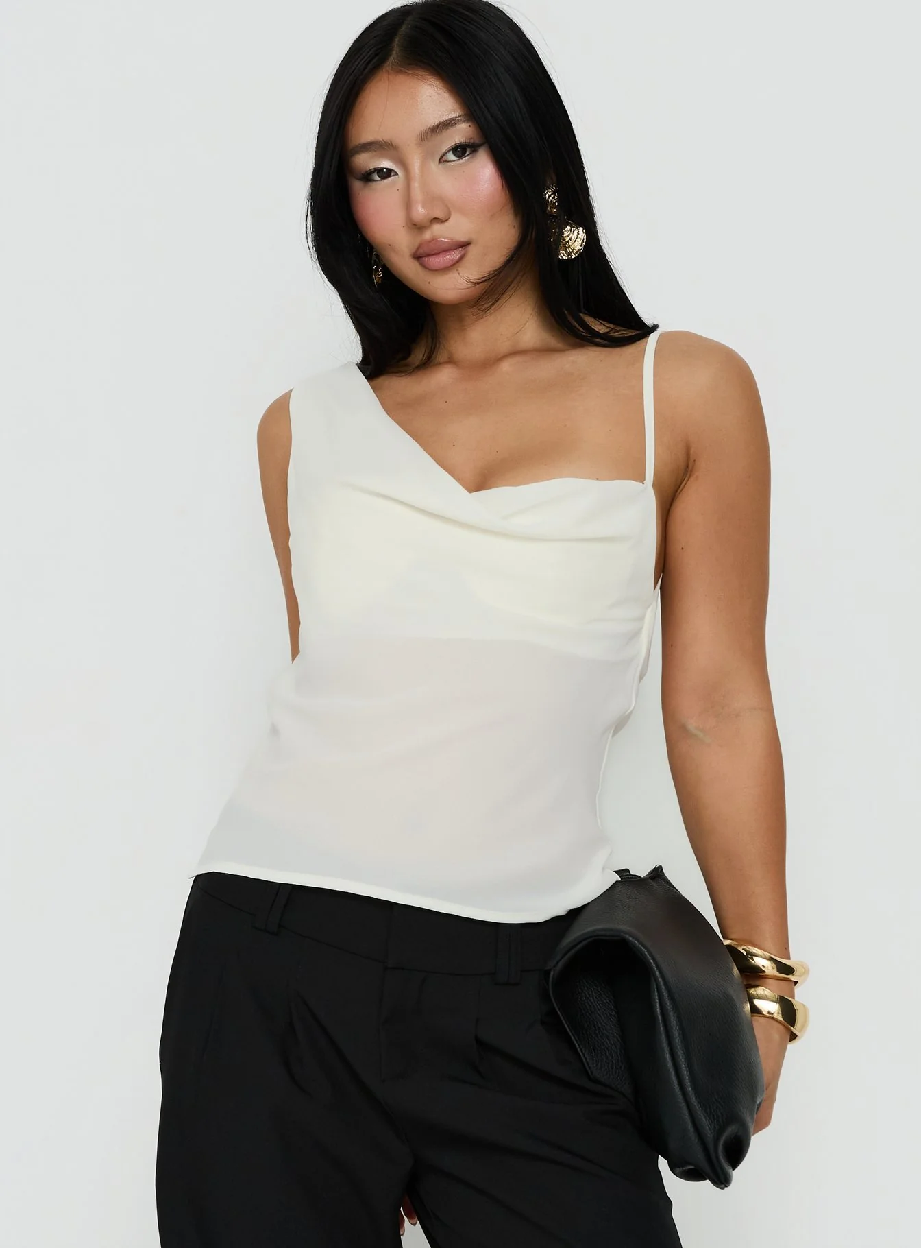 Winding Roads Layered Asymmetrical Top Cream - Image 2