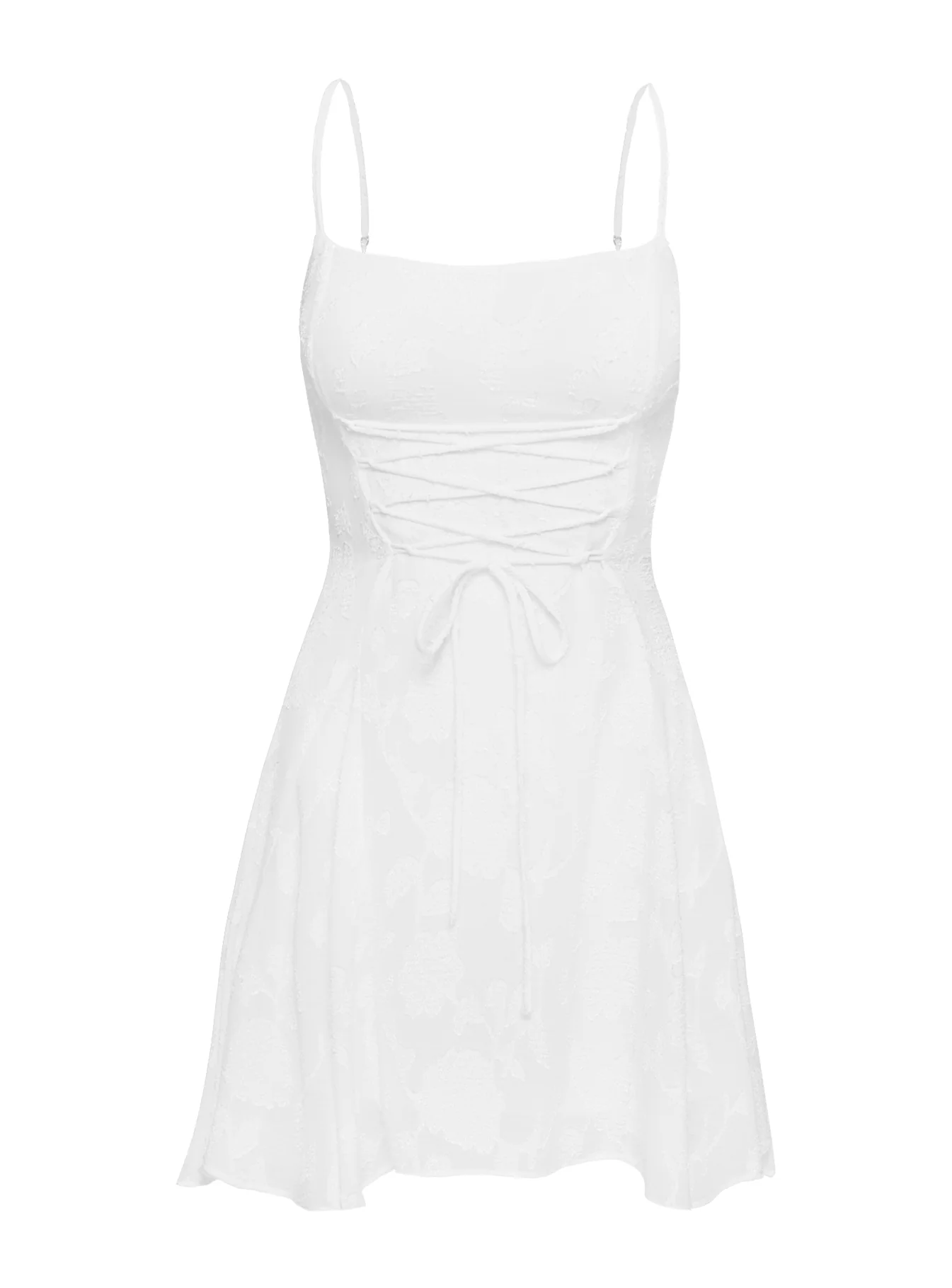 Wispie Lace Up Mini Dress White - Image 5
