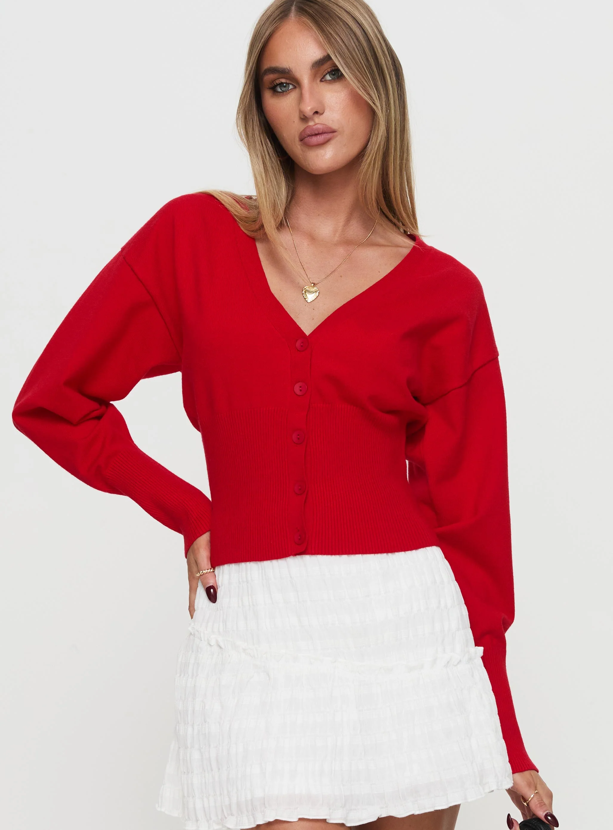 Wistfully Knit Cardigan Red - Image 2