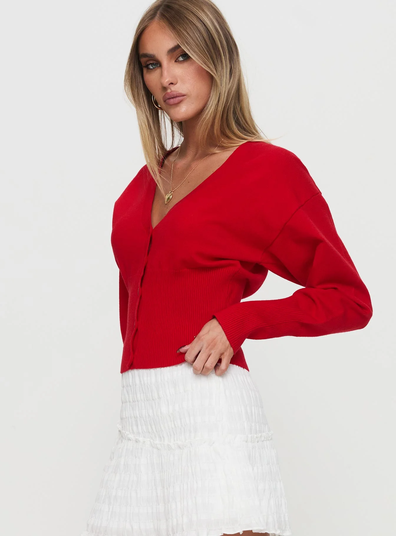 Wistfully Knit Cardigan Red - Image 4