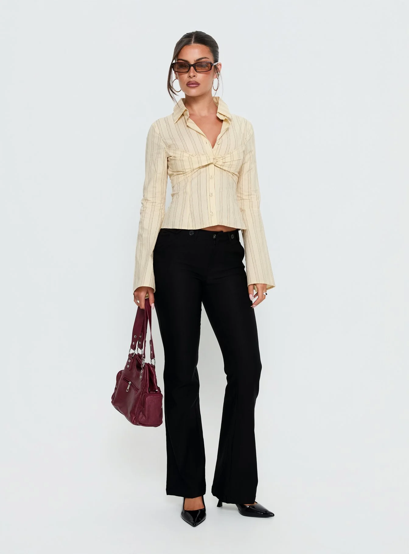 Wrenner Layered Long Sleeve Top Yellow Stripe - Image 3